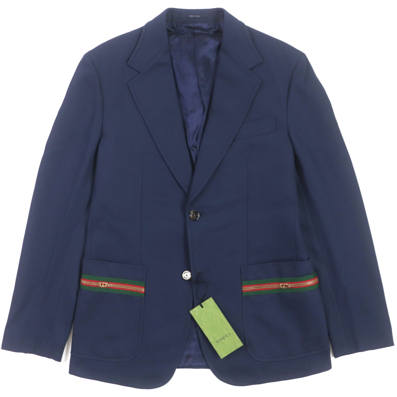 GUCCI Cotton Formal Jacket with Web Stripe