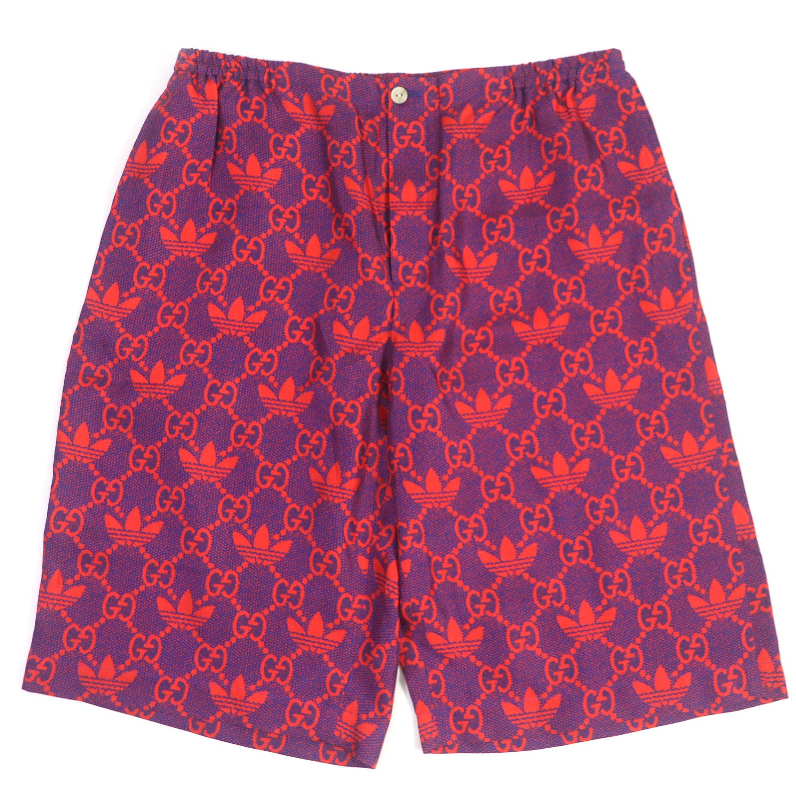 GUCCI Silk Micro GG Print Shorts Navy Red