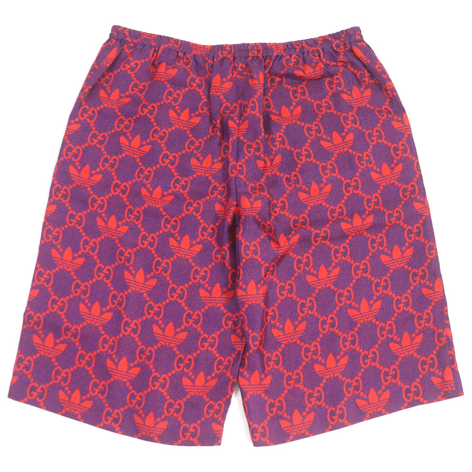 GUCCI Silk Micro GG Print Shorts Navy Red