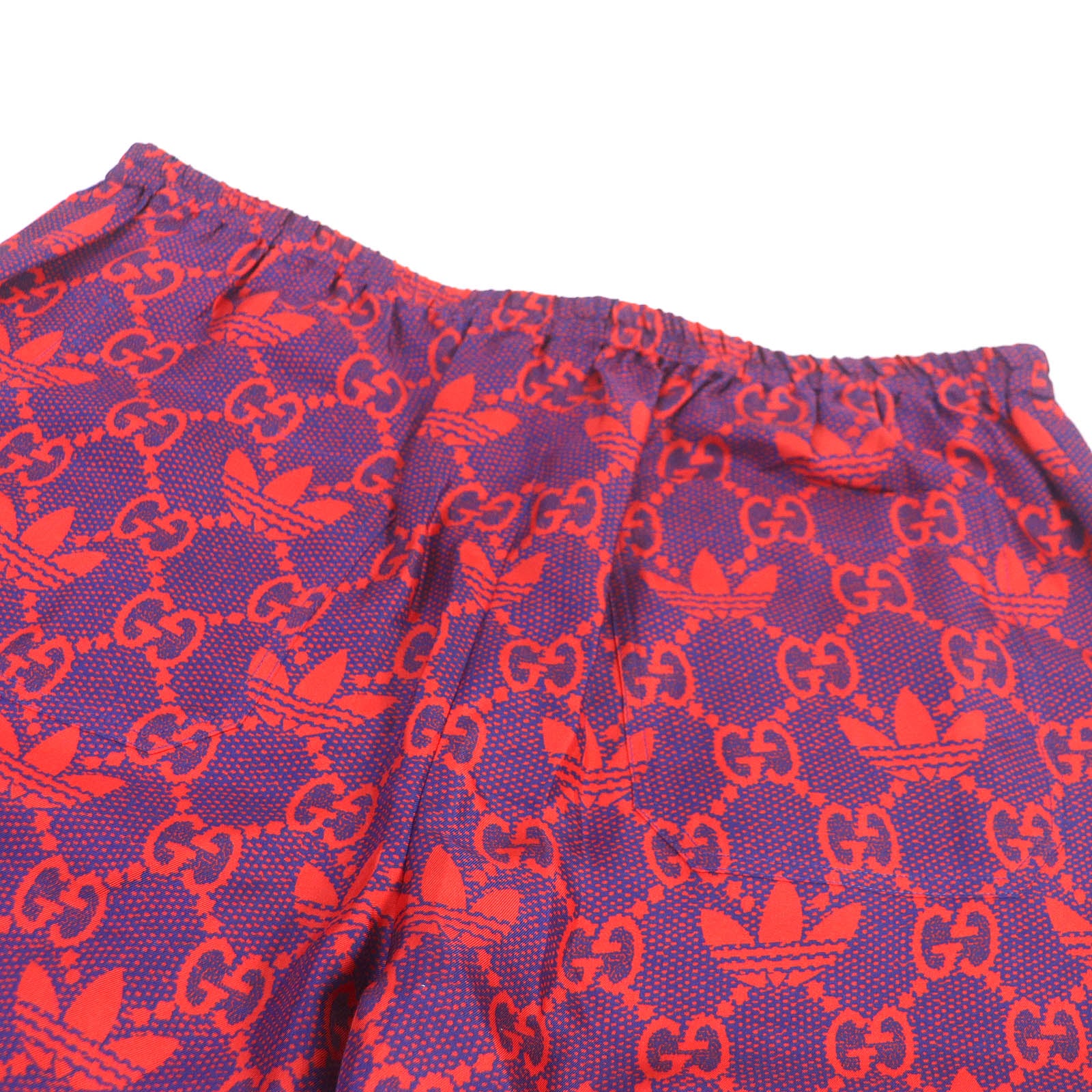 GUCCI Silk Micro GG Print Shorts Navy Red