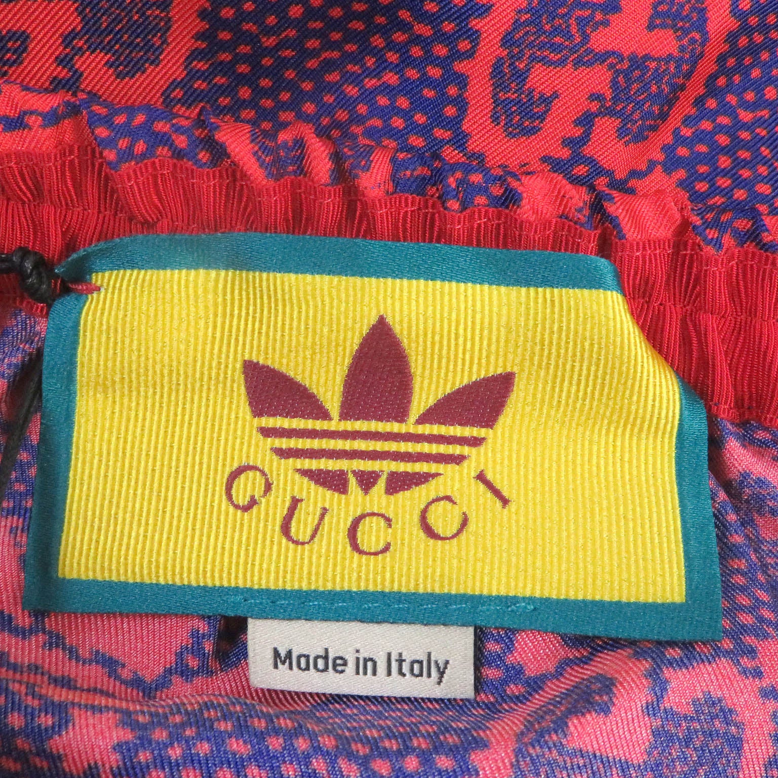 GUCCI Silk Micro GG Print Shorts Navy Red