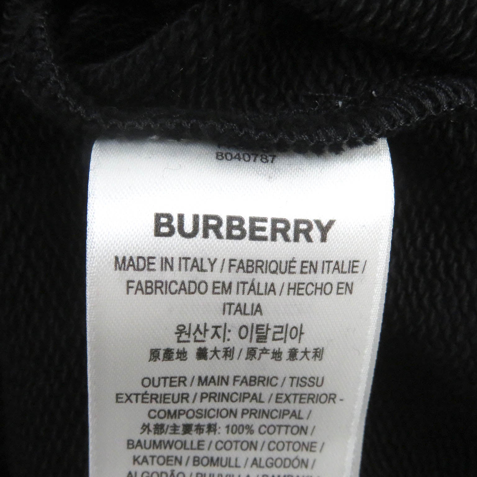 Burberry Cotton Pullover Hoodie Black M