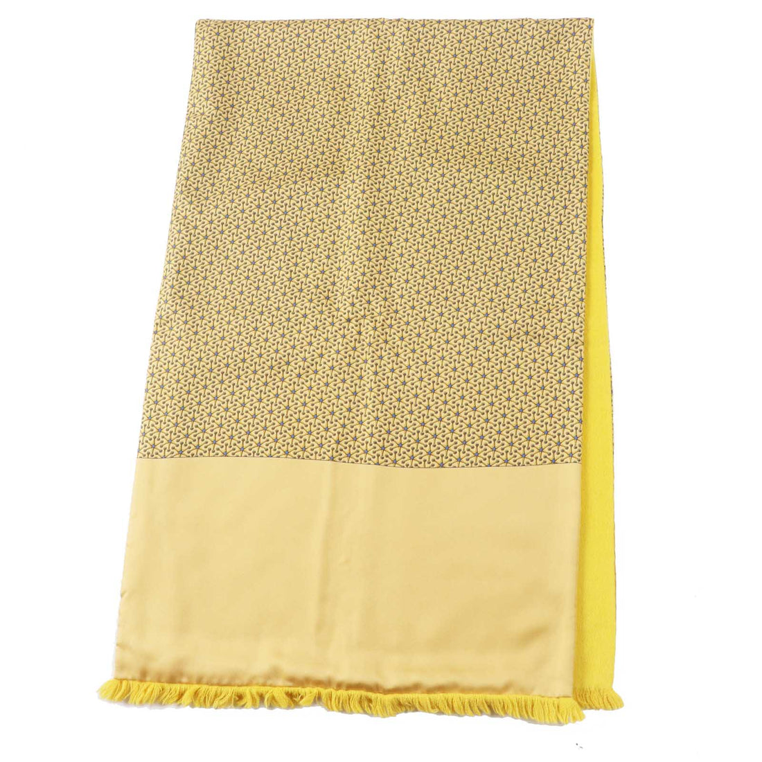 HERMES Silk Angola Fringe Scarf Yellow