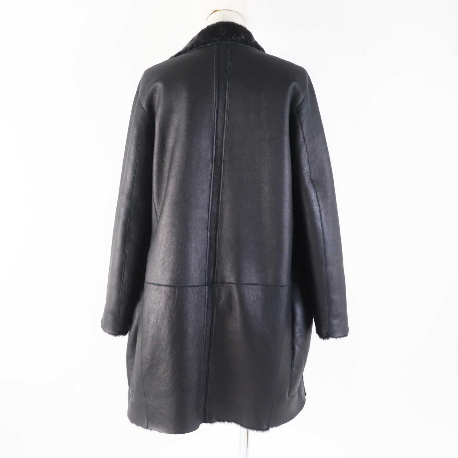 Celine Reversible Mouton Coat Charcoal Gray 34