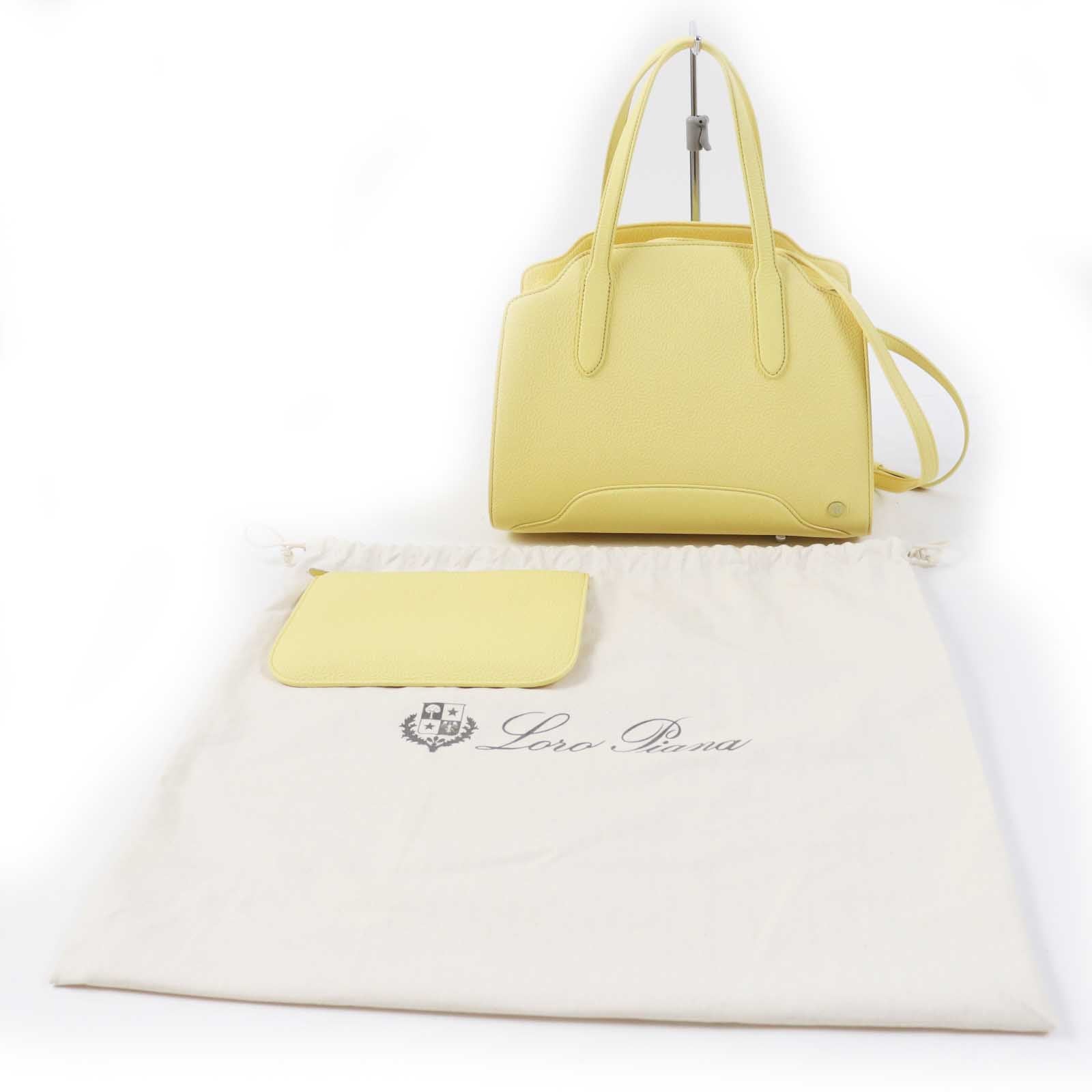 Loro Piana Leather 2WAY Handbag Yellow