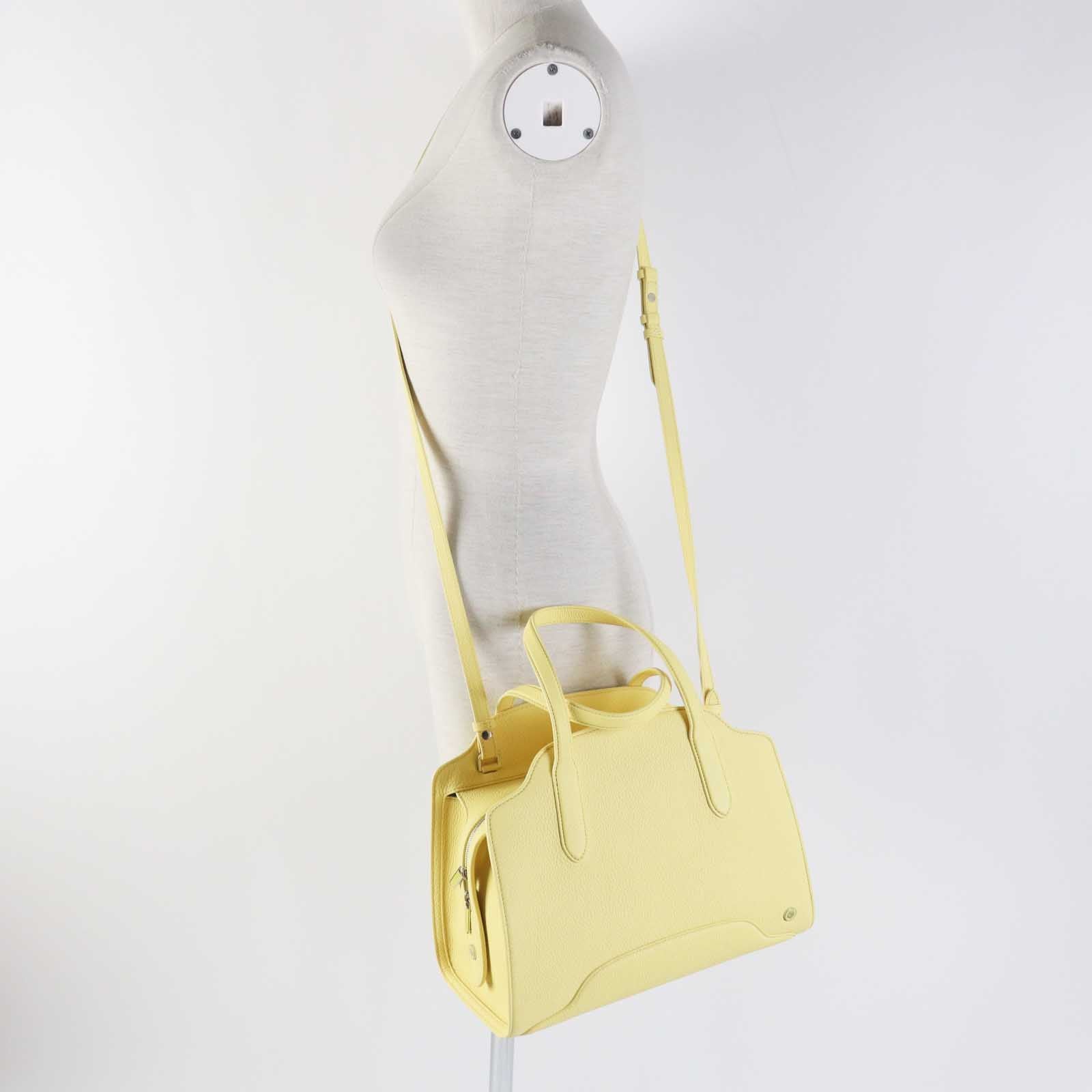 Loro Piana Leather 2WAY Handbag Yellow