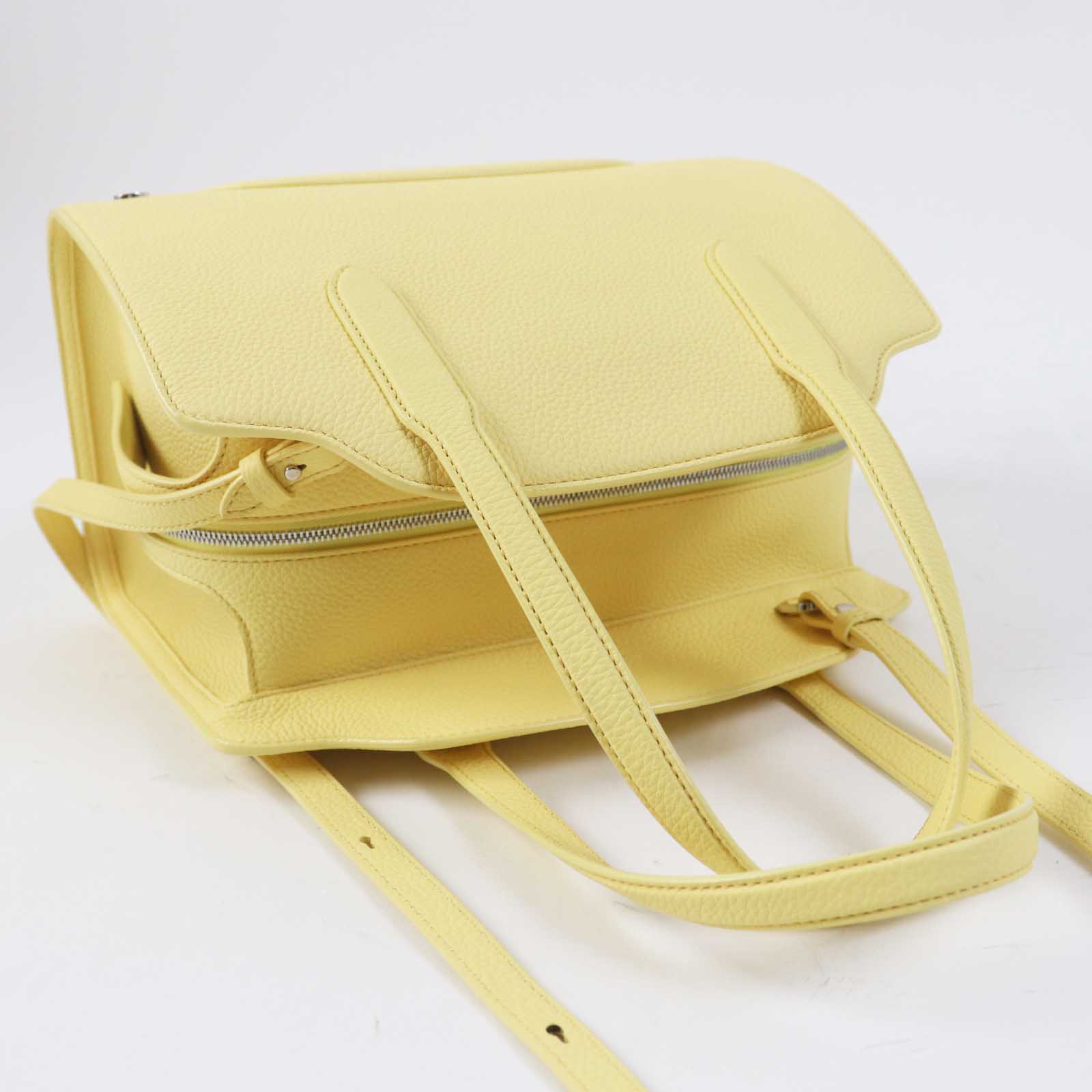 Loro Piana Leather 2WAY Handbag Yellow