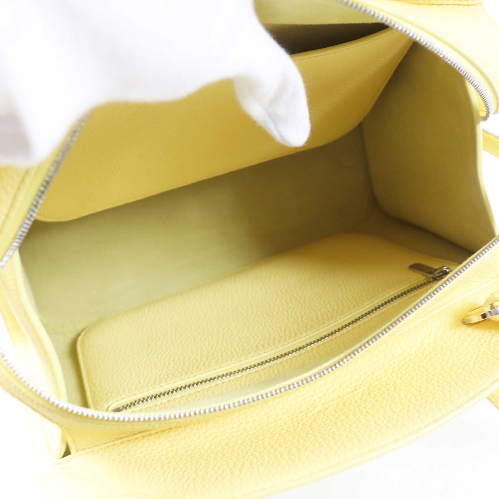 Loro Piana Leather 2WAY Handbag Yellow