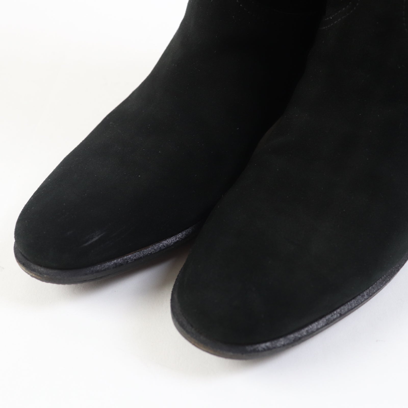 HERMES Suede Leather Knee-high Boots Black 35