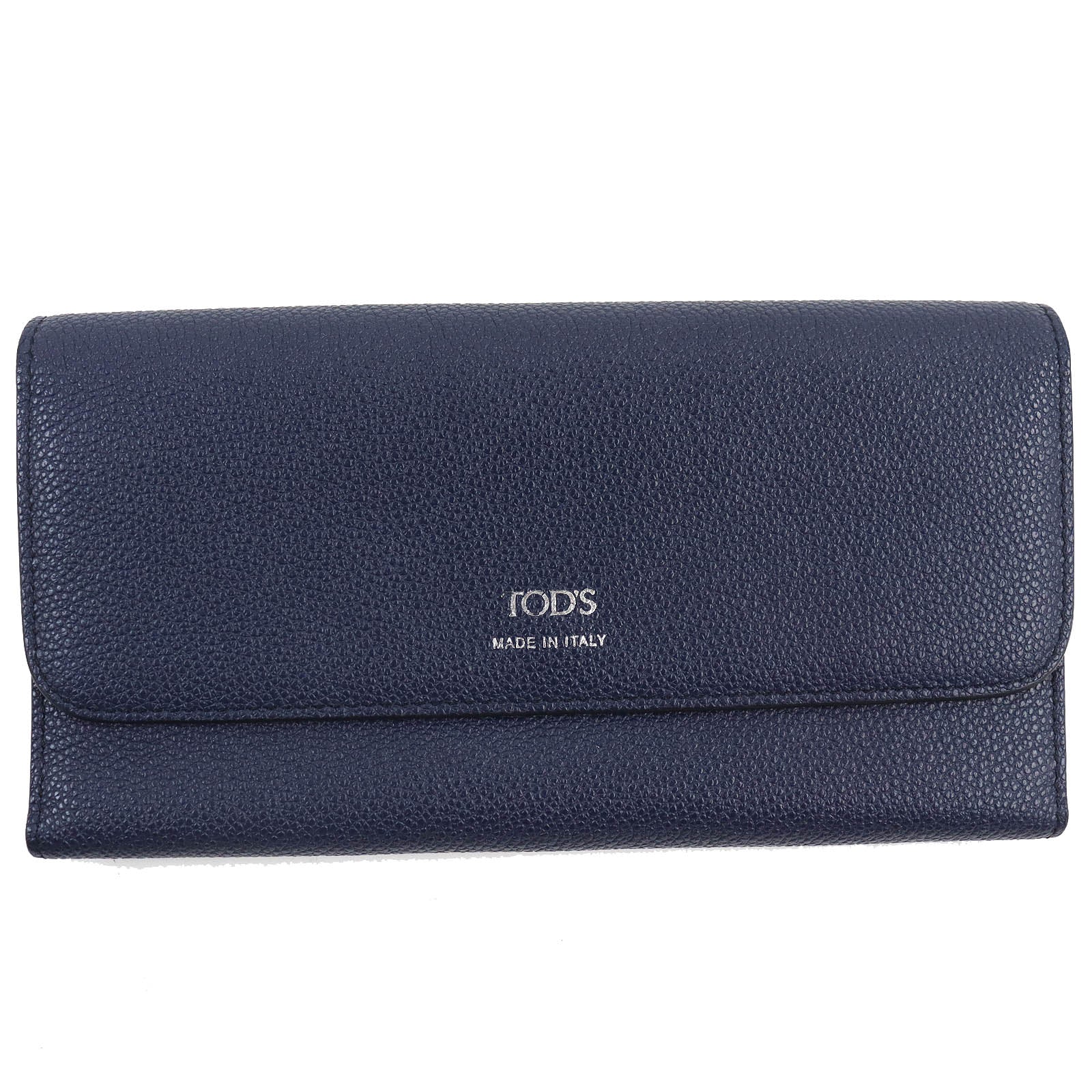 Tod's Logo Tri-fold Leather Long Wallet Navy