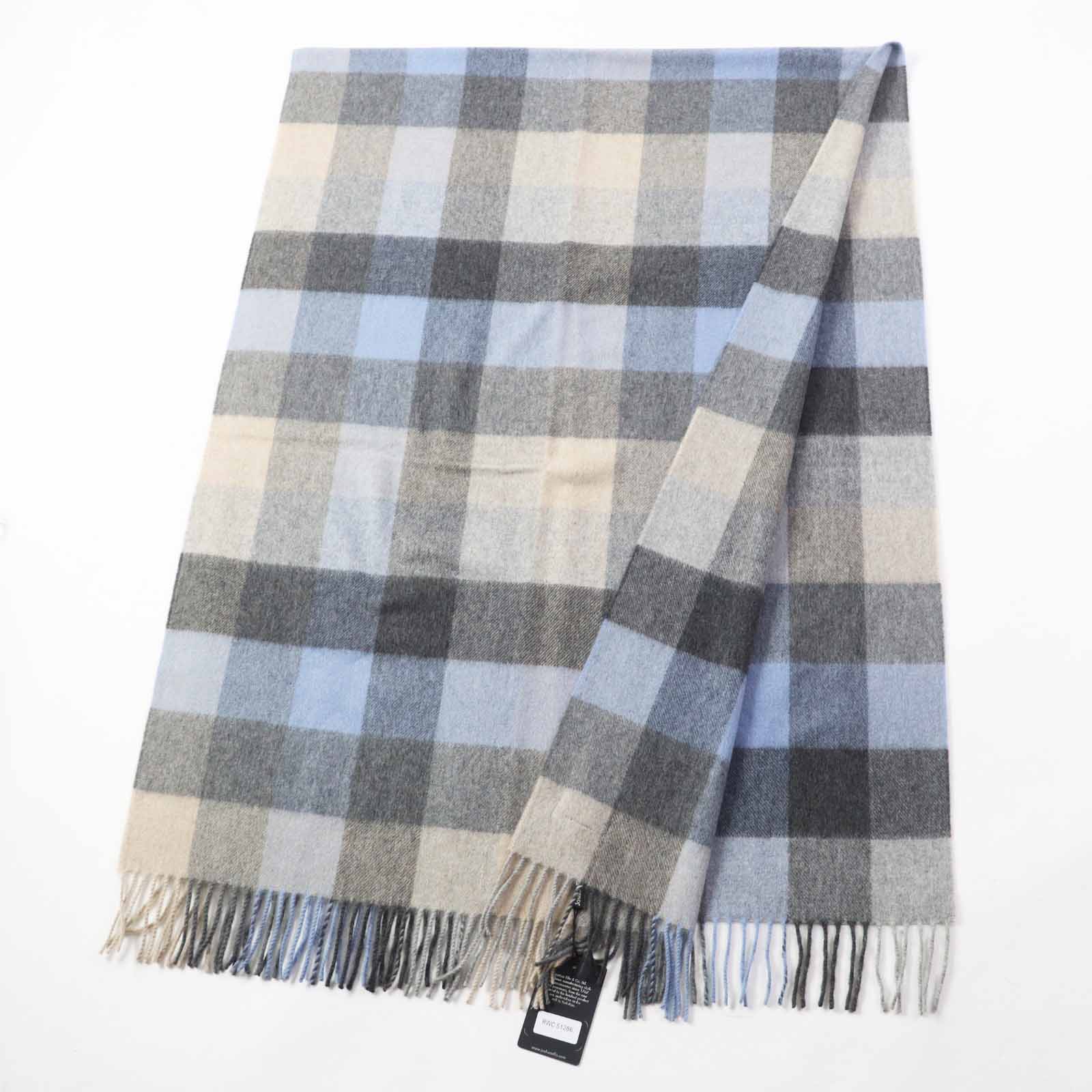 Joshua Ellis Cashmere Check Shawl Scarf Women