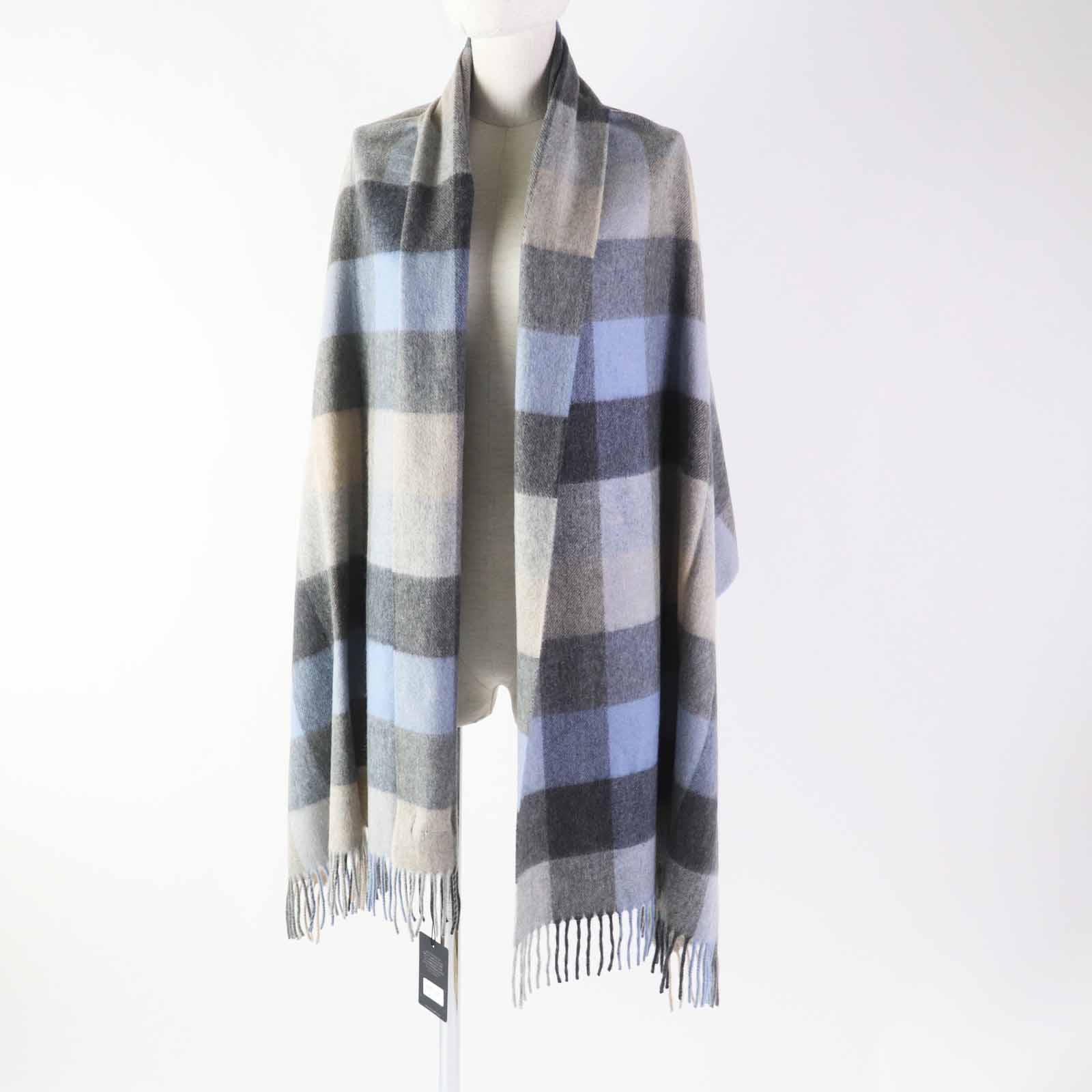 Joshua Ellis Cashmere Check Shawl Scarf Women