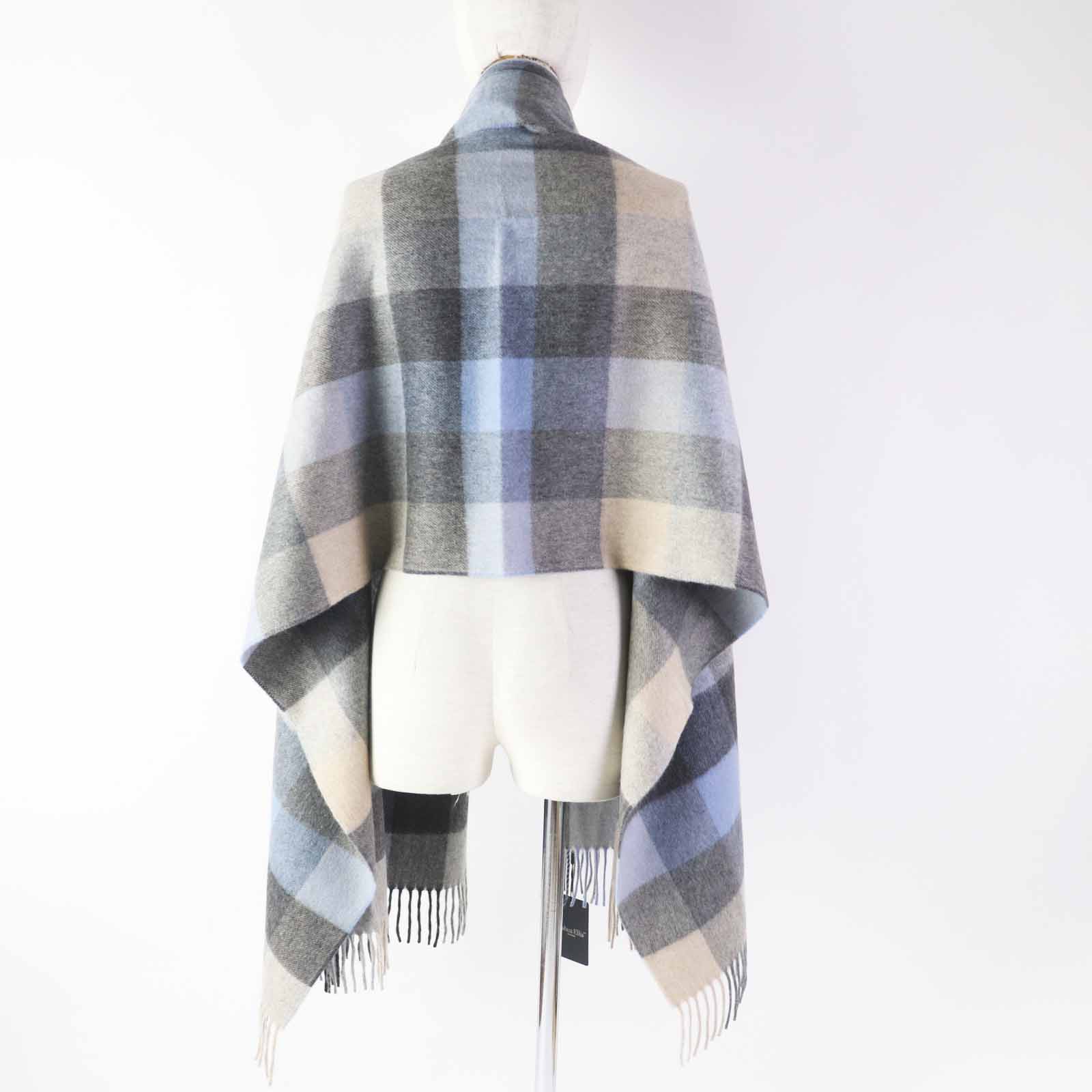 Joshua Ellis Cashmere Check Shawl Scarf Women