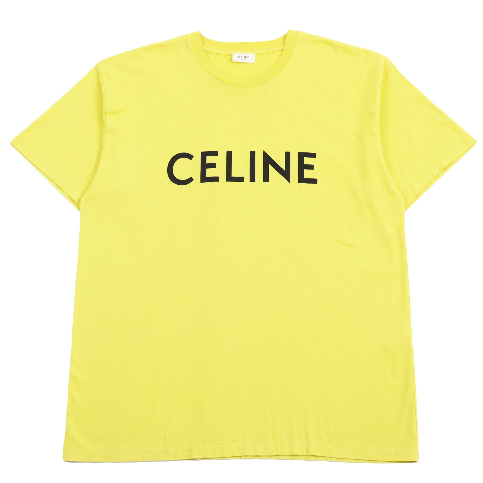 Celine Cotton Logo Print T-Shirt Yellow M