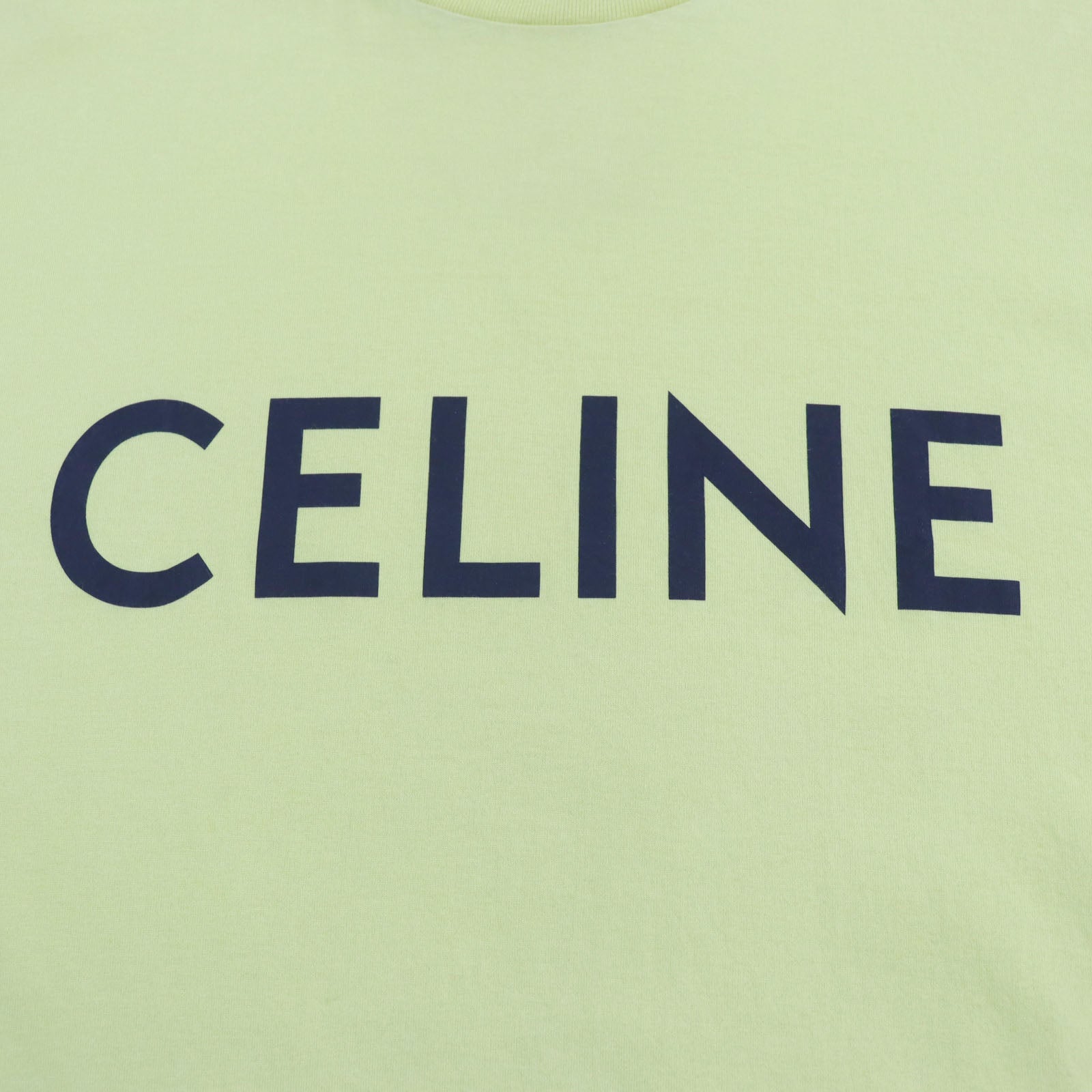 Celine Cotton Logo Print T-Shirt Yellow M