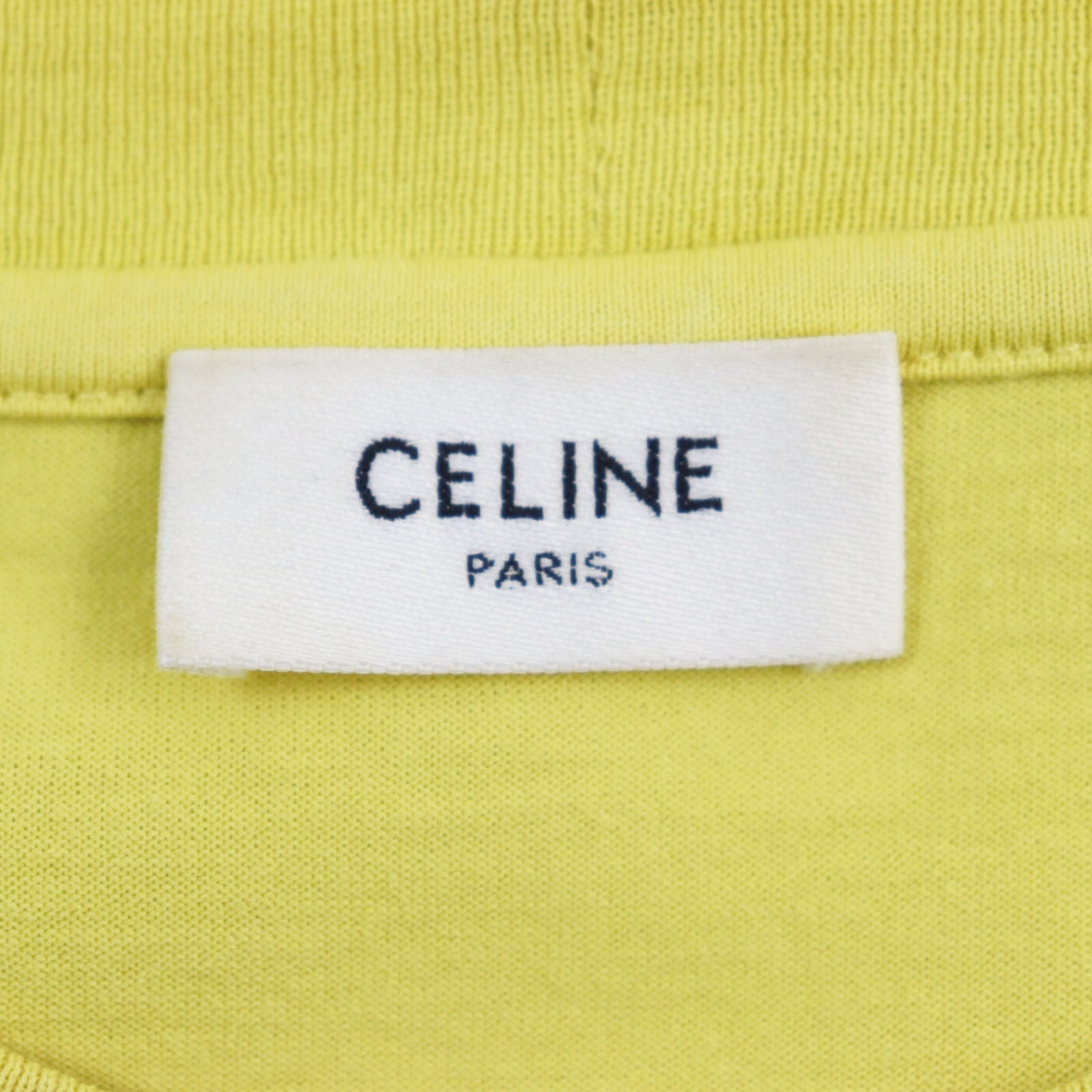 Celine Cotton Logo Print T-Shirt Yellow M