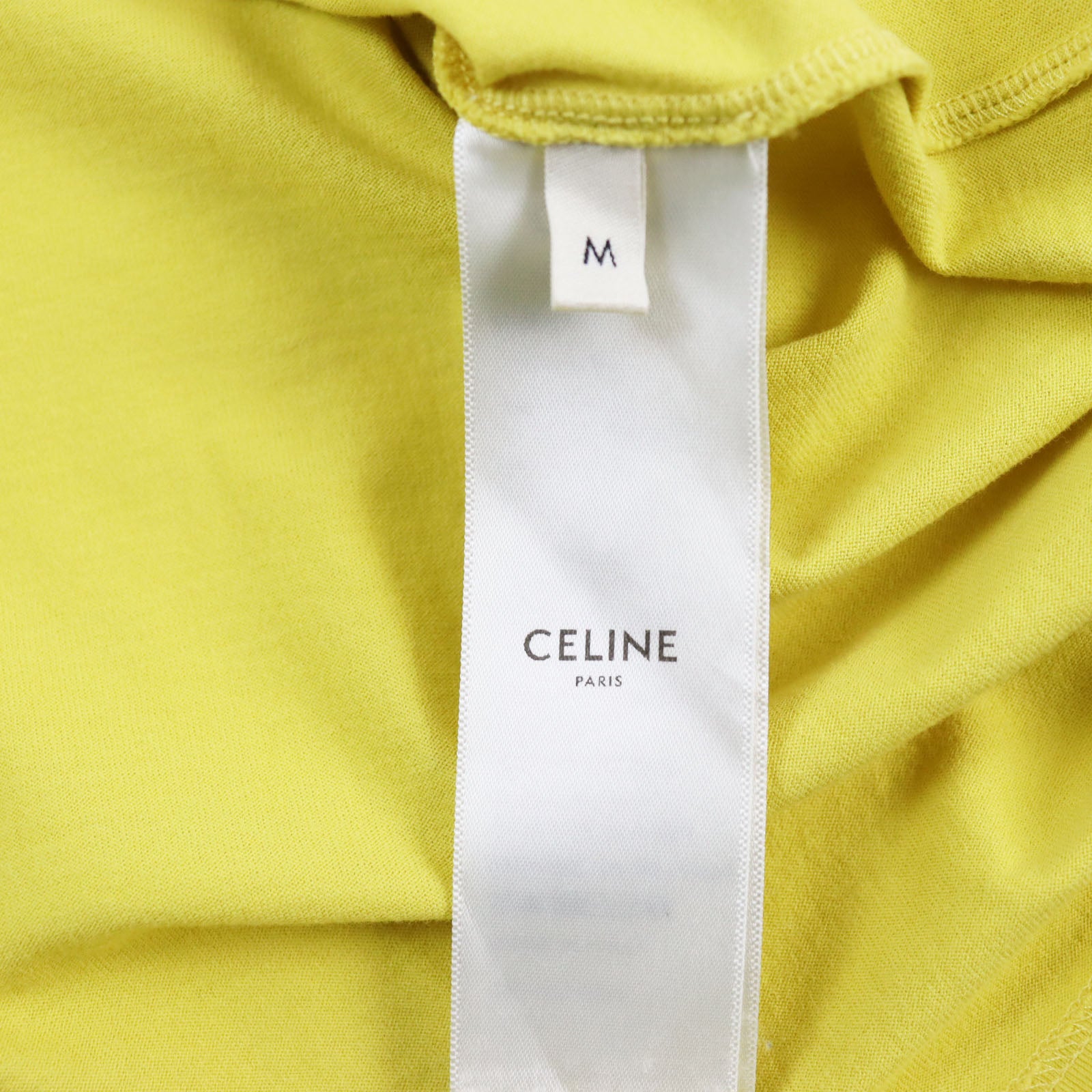 Celine Cotton Logo Print T-Shirt Yellow M