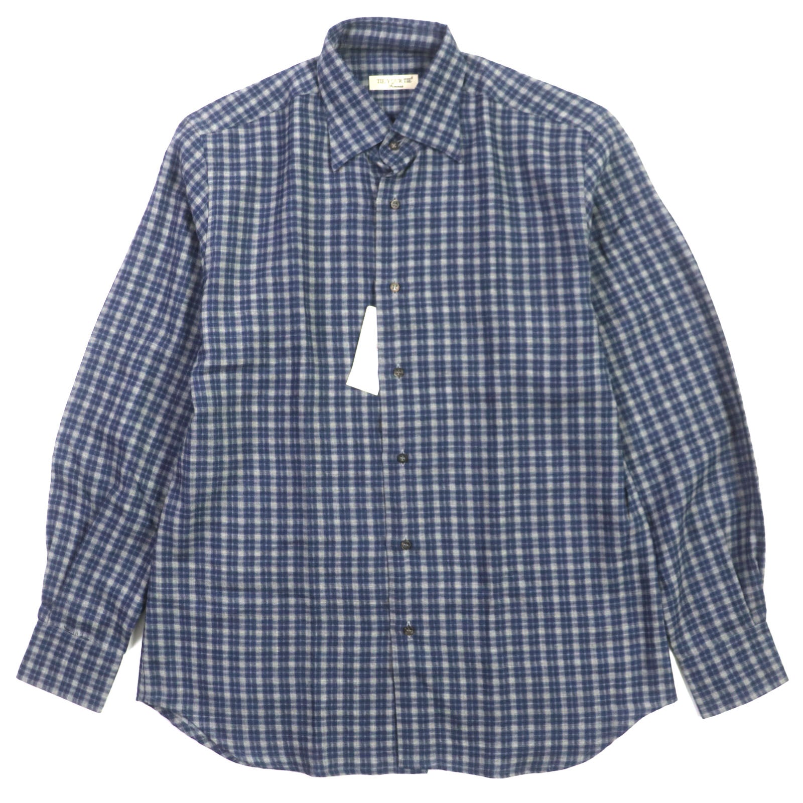 TIE YOUR TIE Wool Check Long Sleeve Shirt Navy