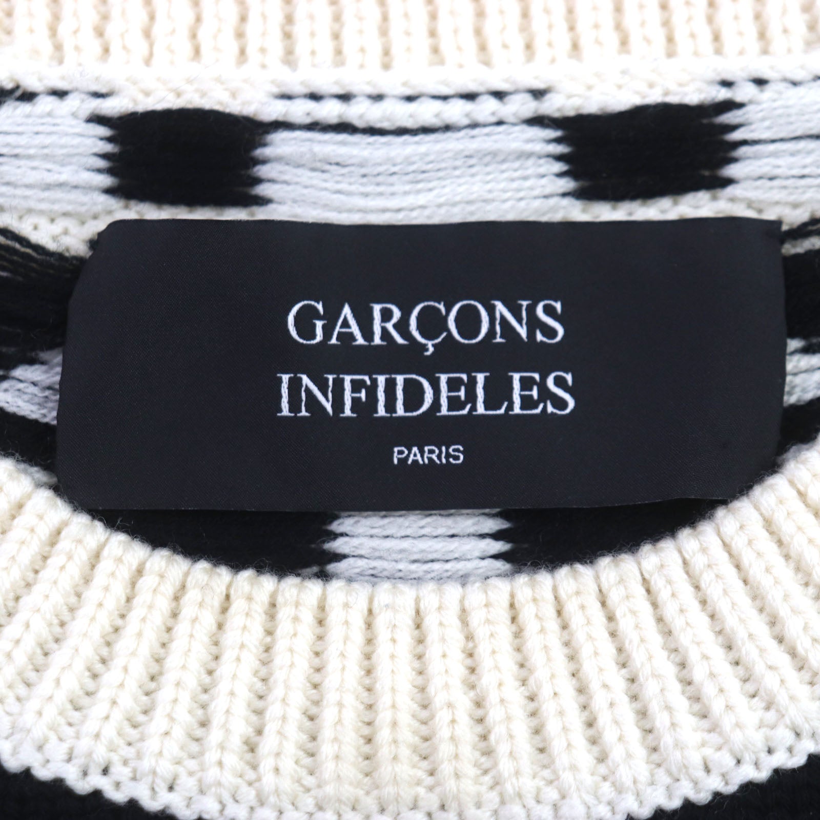 GARCONS INFIDELES Wool Knit Sweater Black Cream S