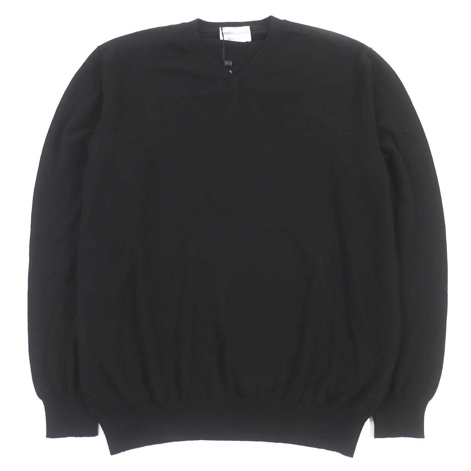 Settefili Cashmere Cotton V Neck Sweater Black