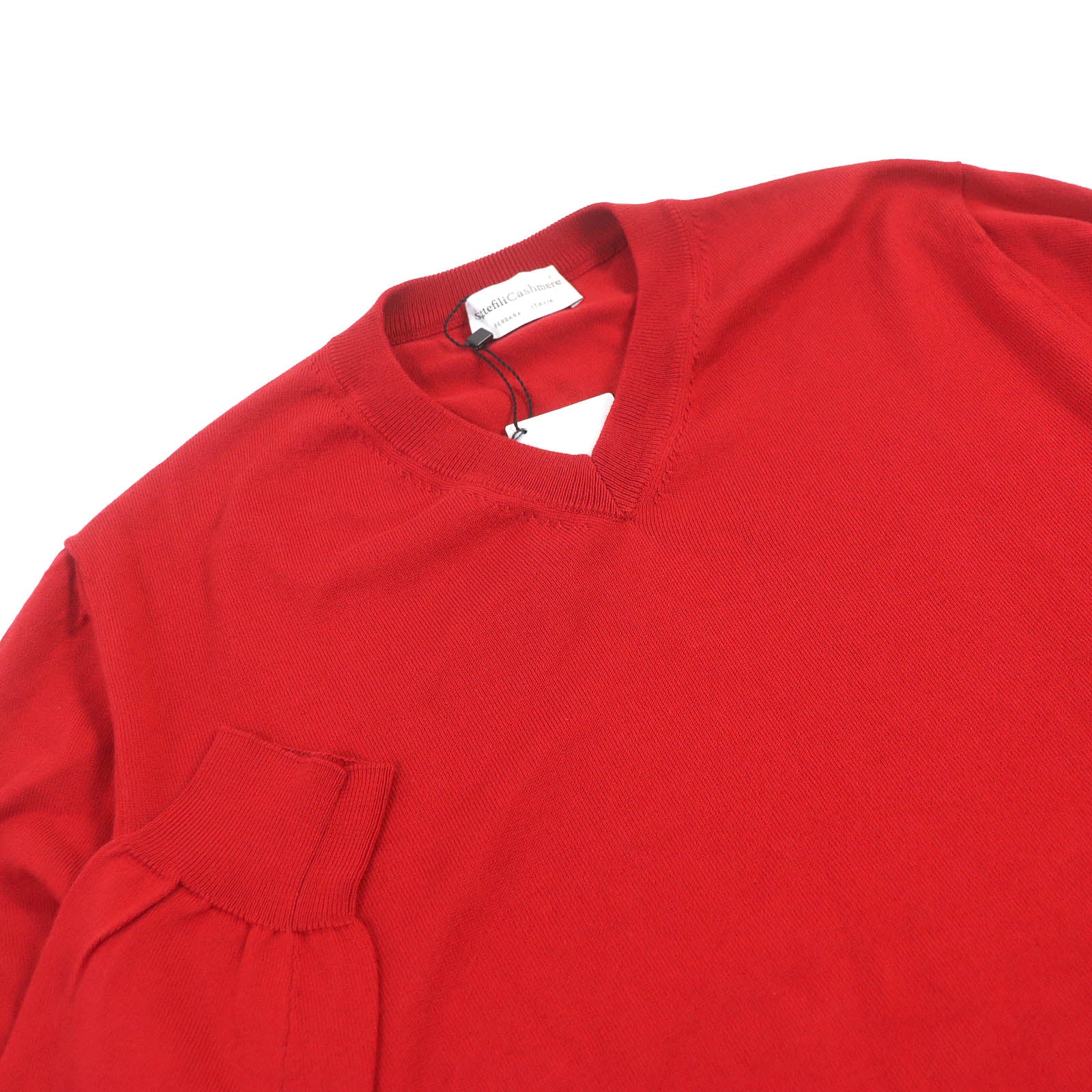 Settefili Cashmere Cotton V-neck Sweater Red