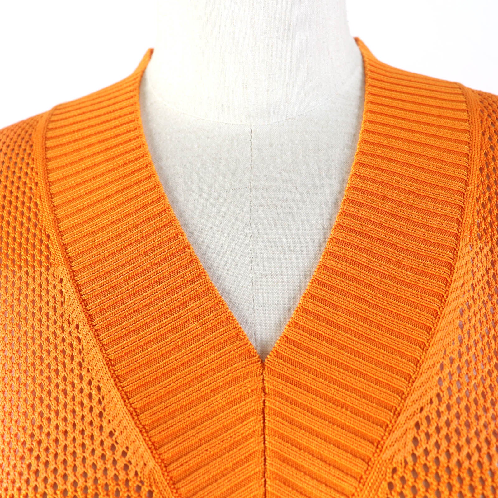 Burberry Rayon V-neck Mesh Tunic Dress Orange S