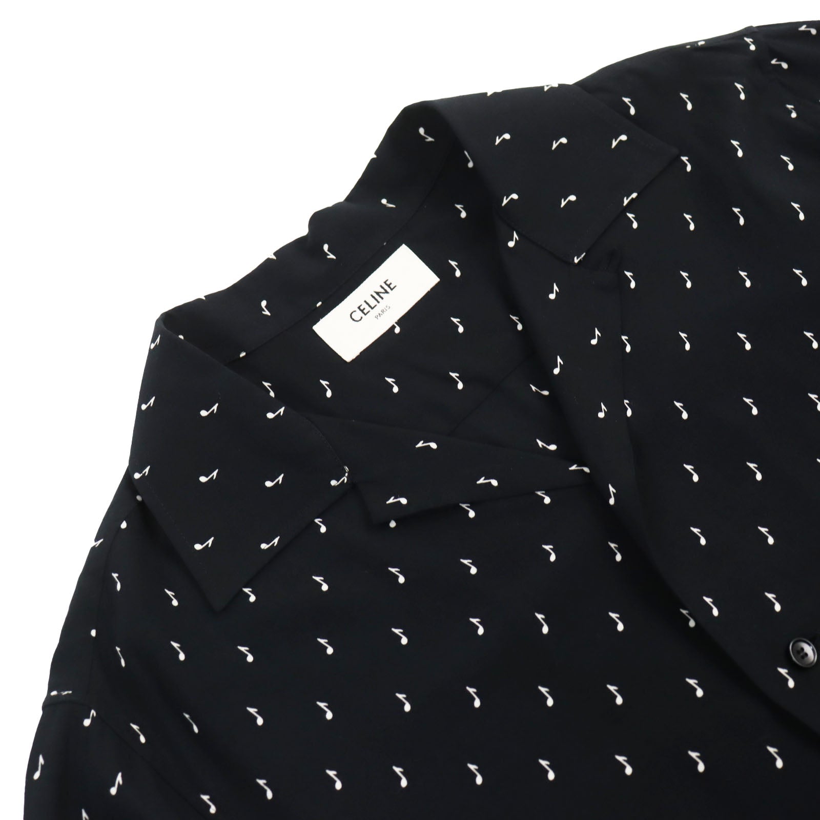 Celine Music Note Print Open Collar Shirt