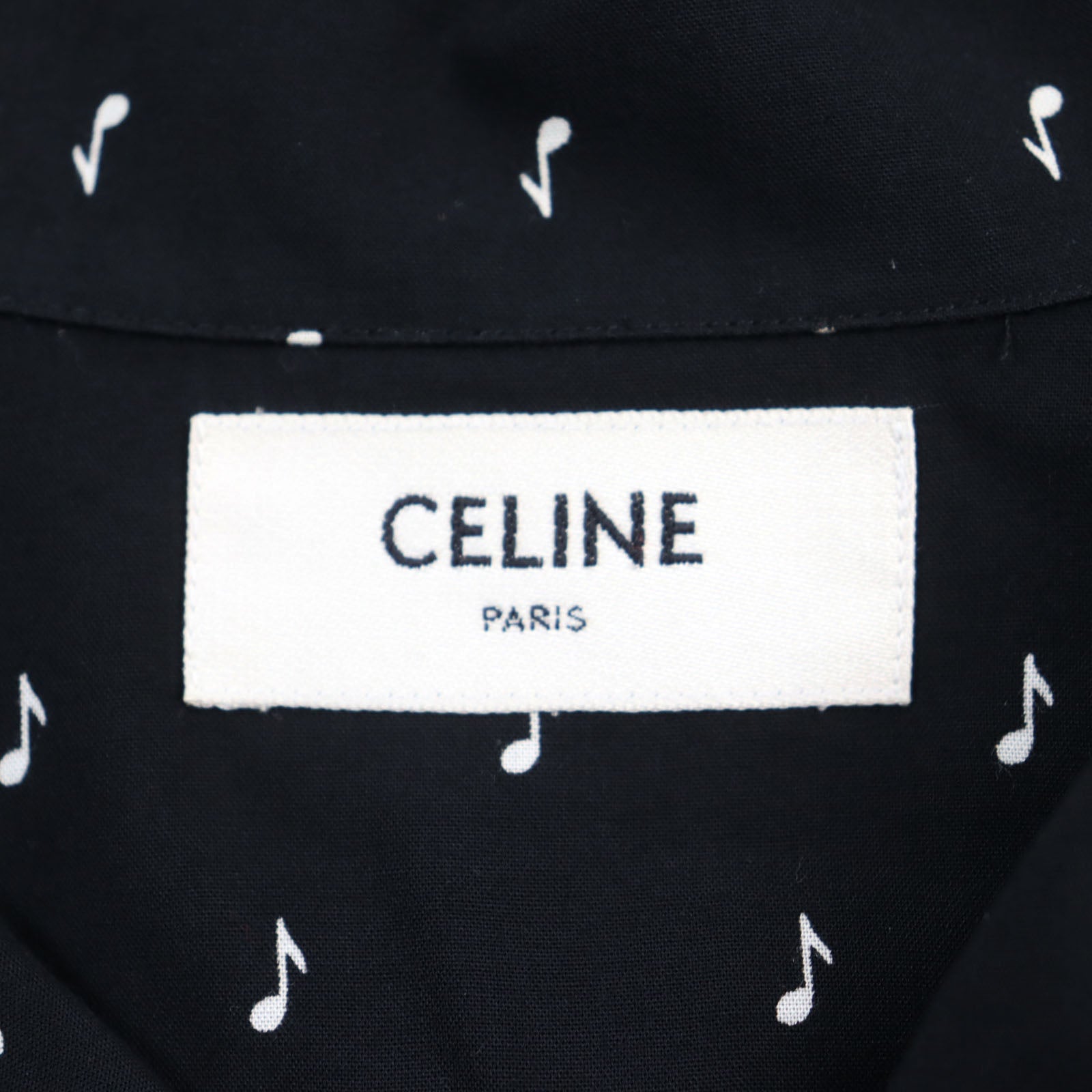 Celine Music Note Print Open Collar Shirt