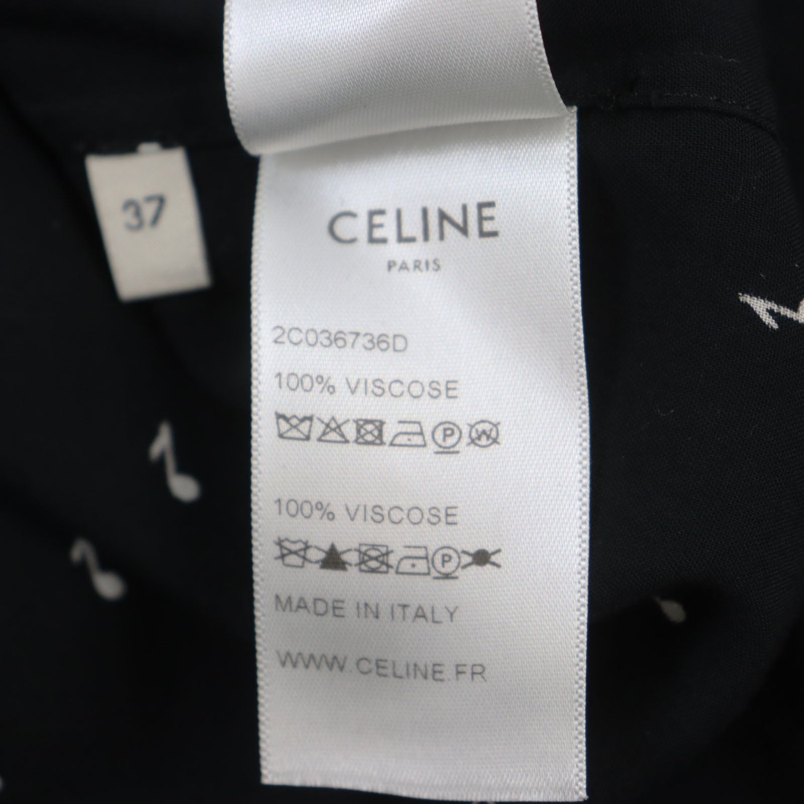 Celine Music Note Print Open Collar Shirt