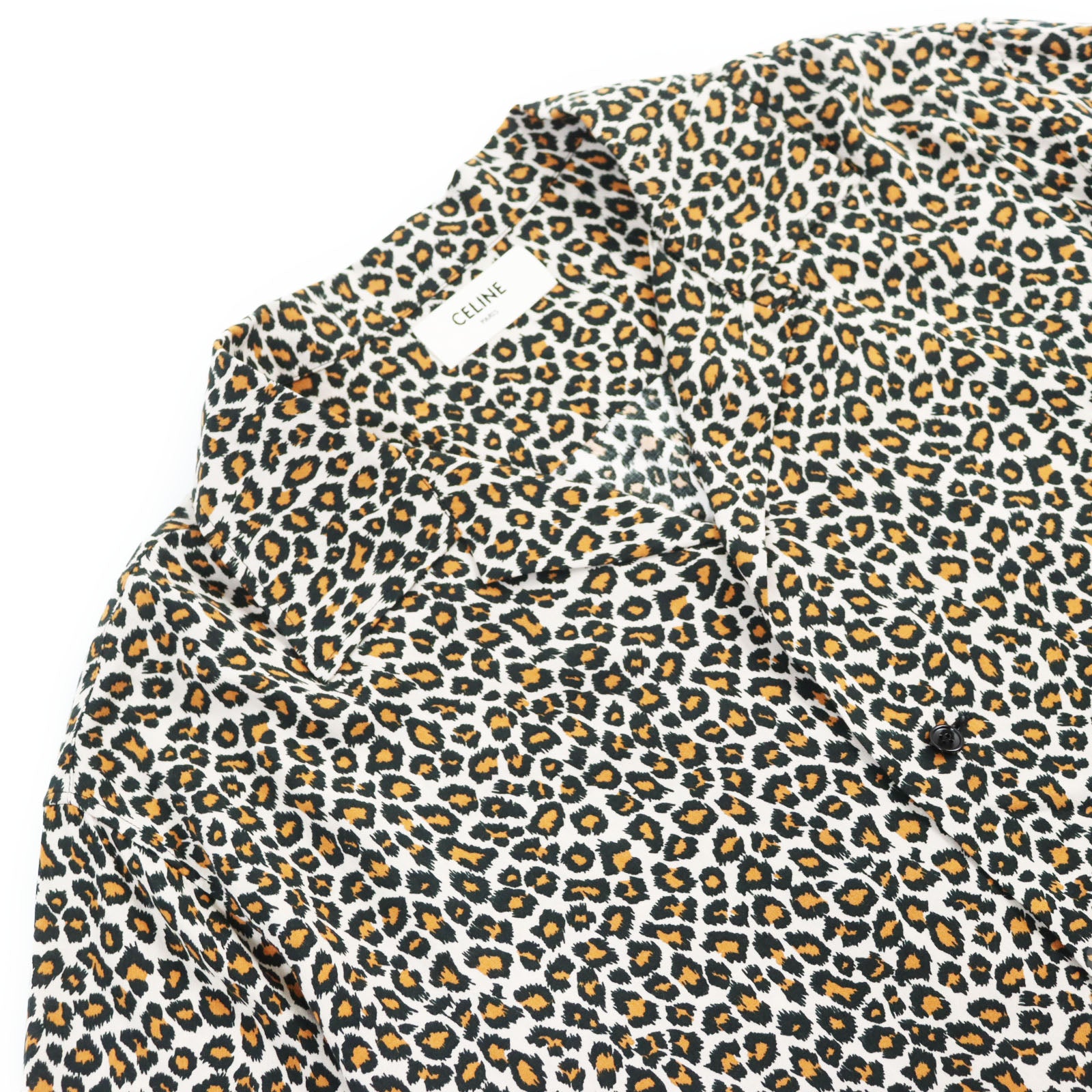 Celine Leopard Rayon Aloha Shirt Beige