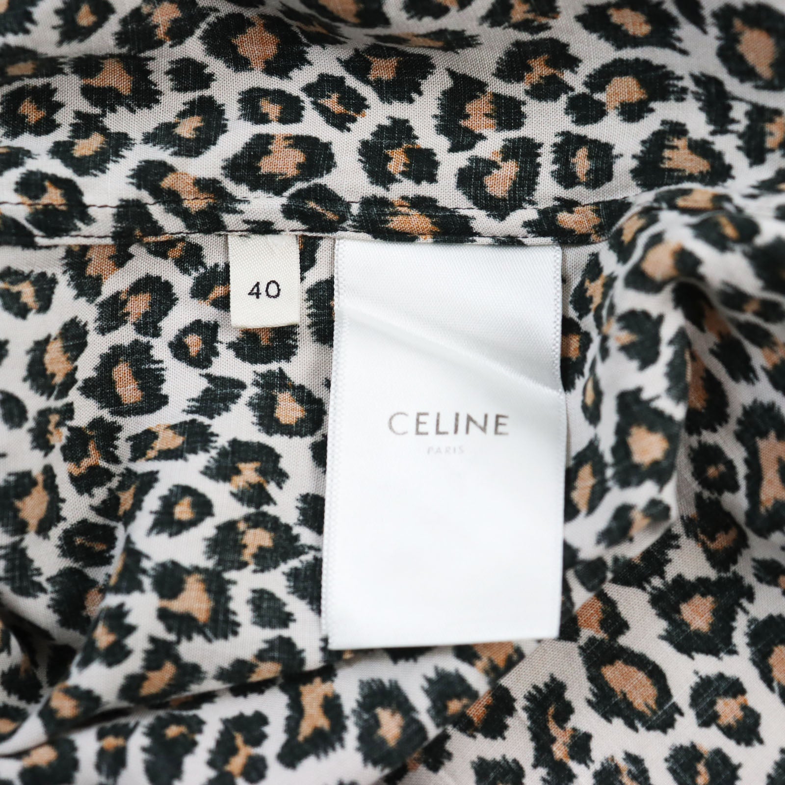 Celine Leopard Rayon Aloha Shirt Beige