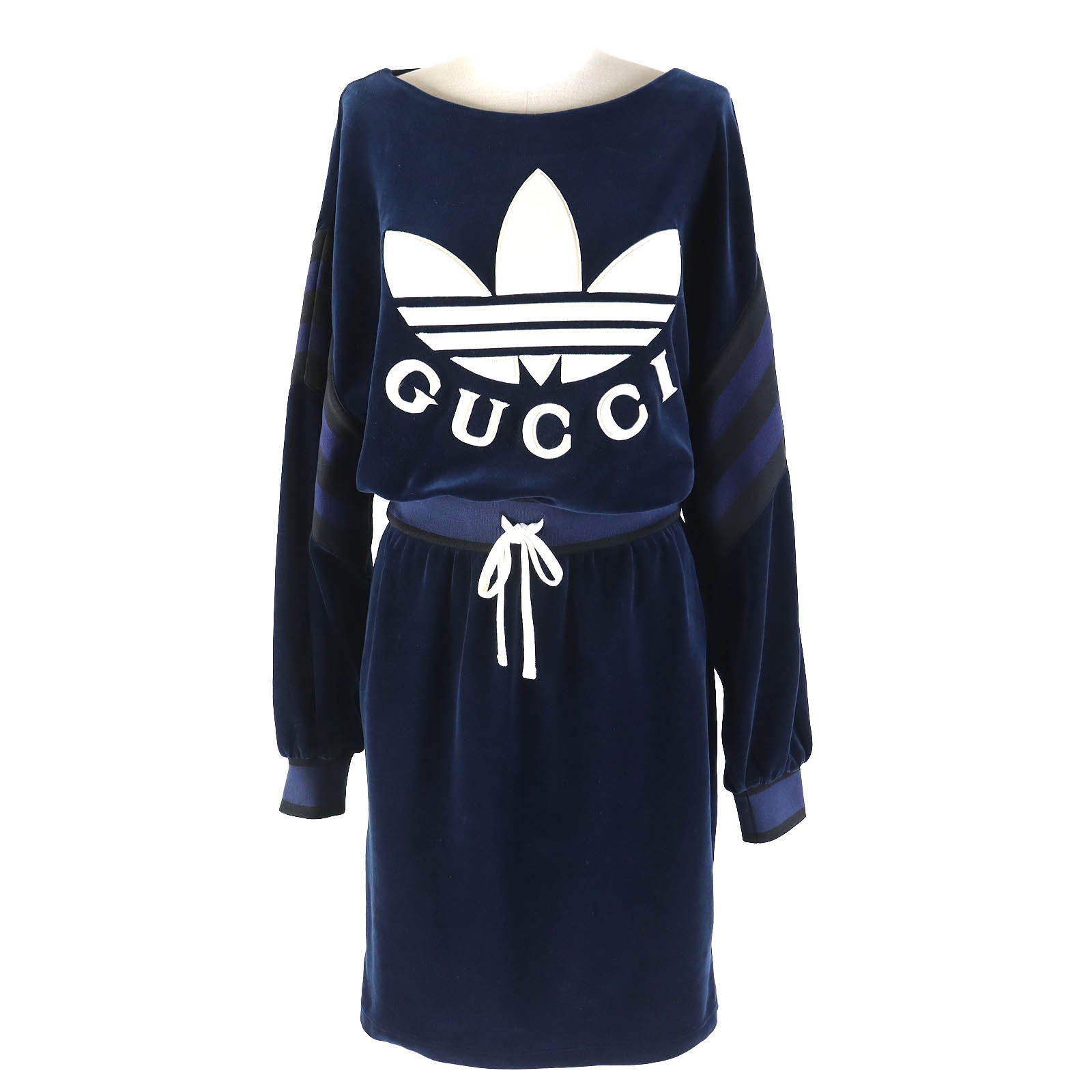 GUCCI adidas Trefoil Chenille Dress Navy S