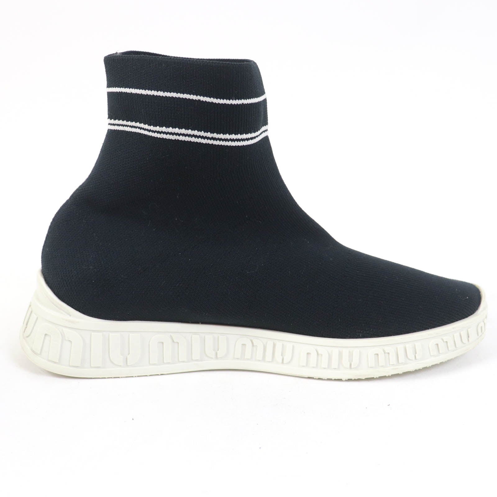 Miu Miu Logo Knit Sock Boots Sneakers Black