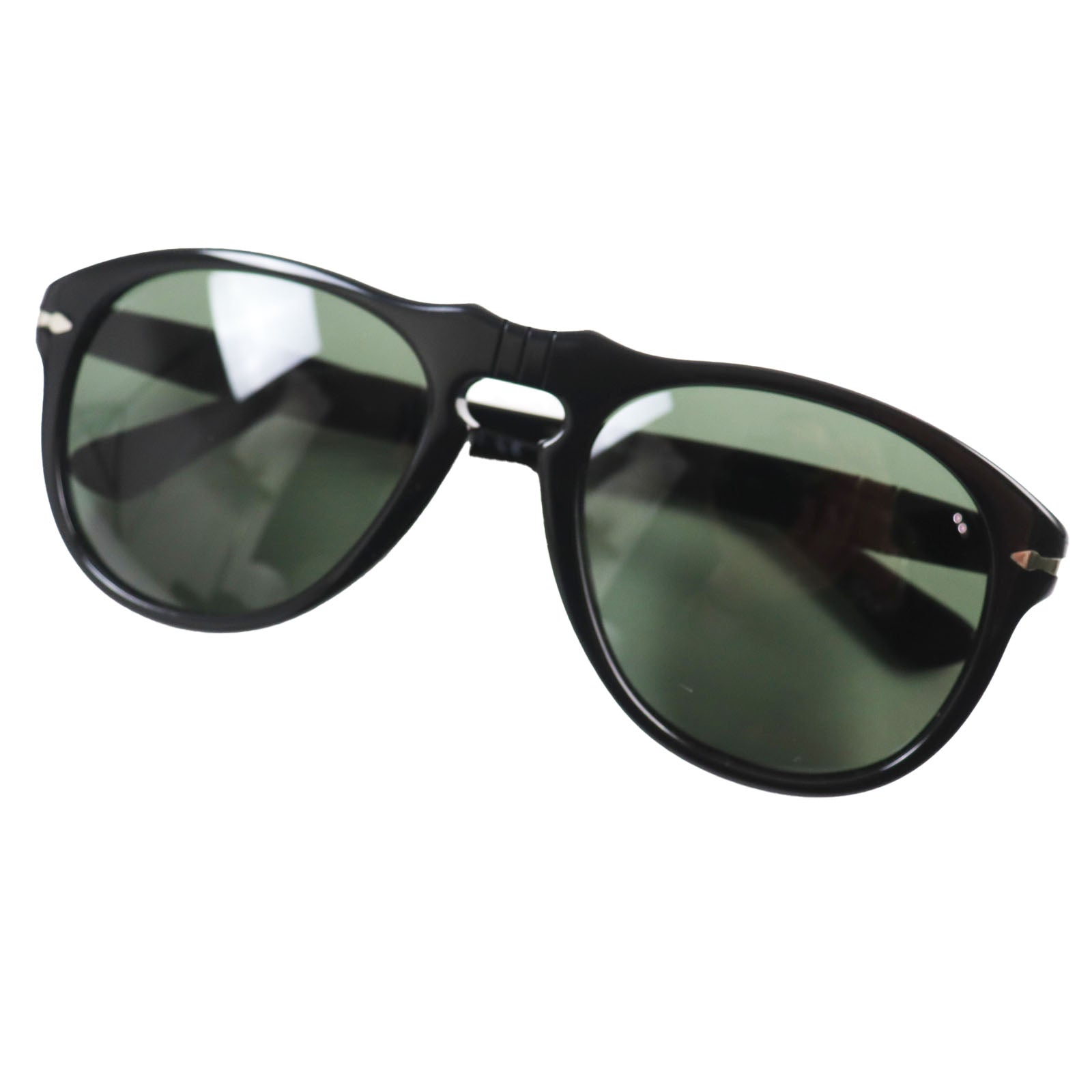 Persol 649 Tear Drop Sunglasses Black Green Lens