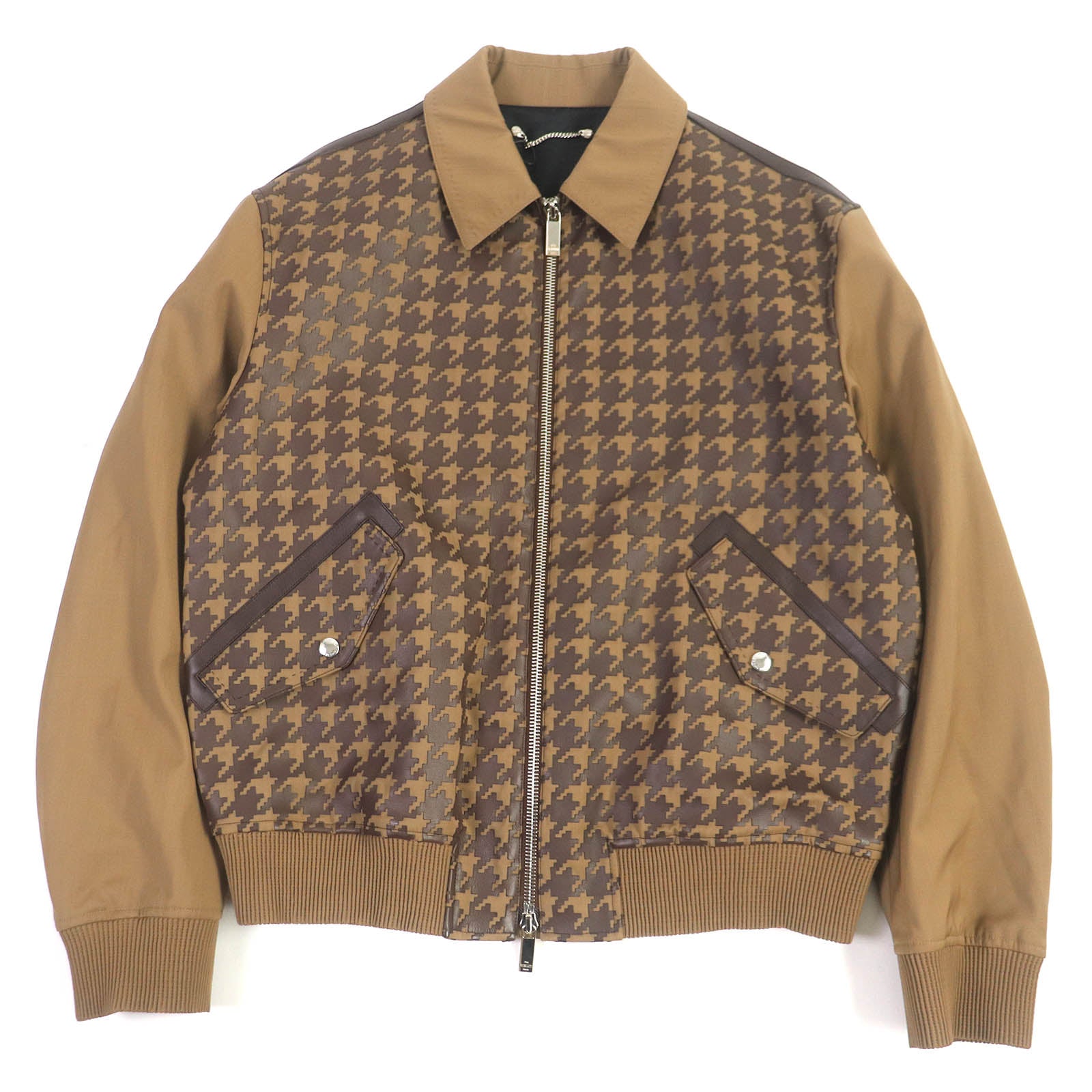 Berluti Wool Houndstooth Leather Blouson Beige 52