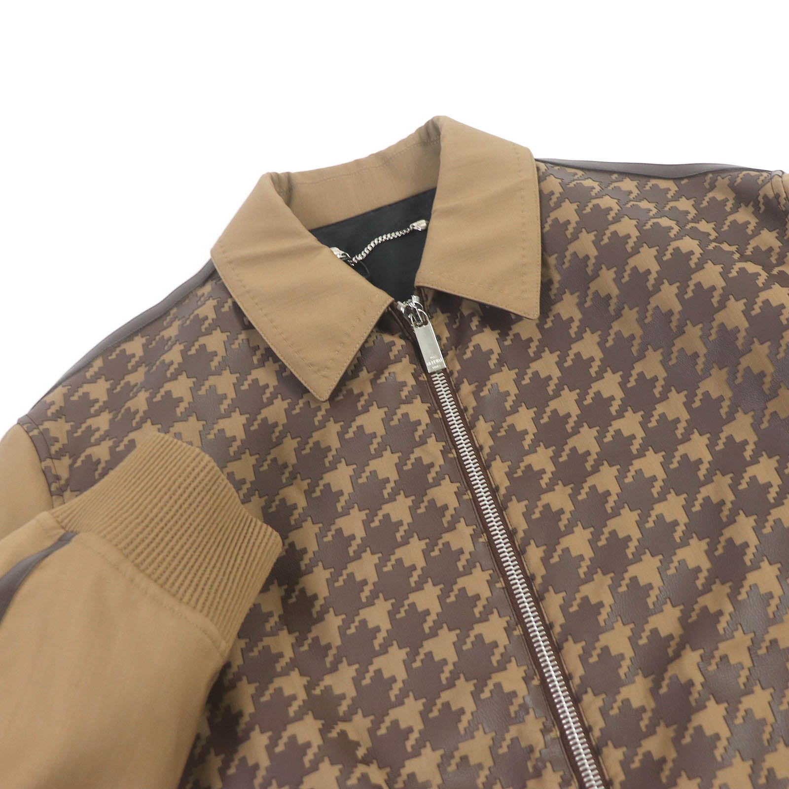 Berluti Wool Houndstooth Leather Blouson Beige 52