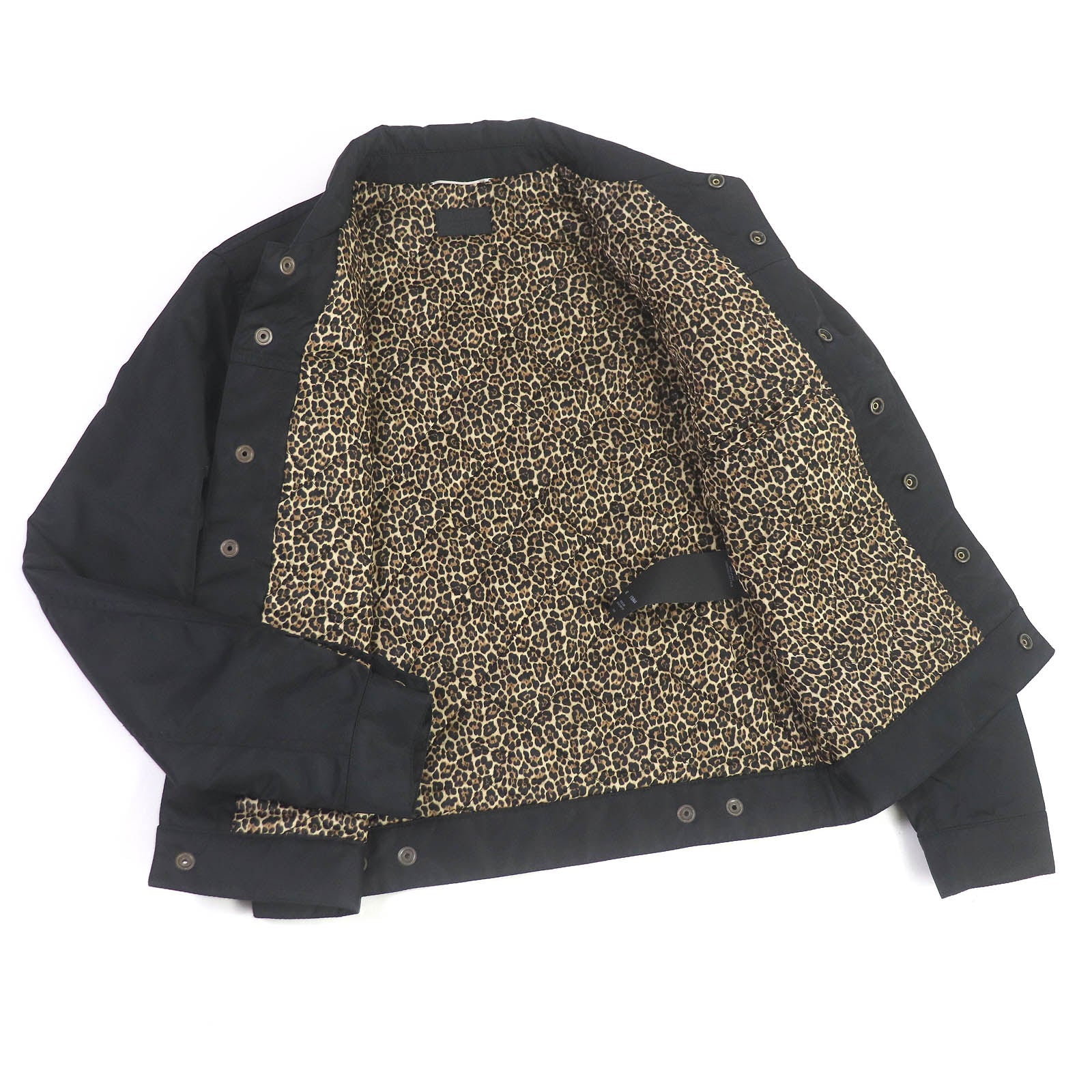 Saint Laurent Nylon Leopard Lined Trucker Jacket