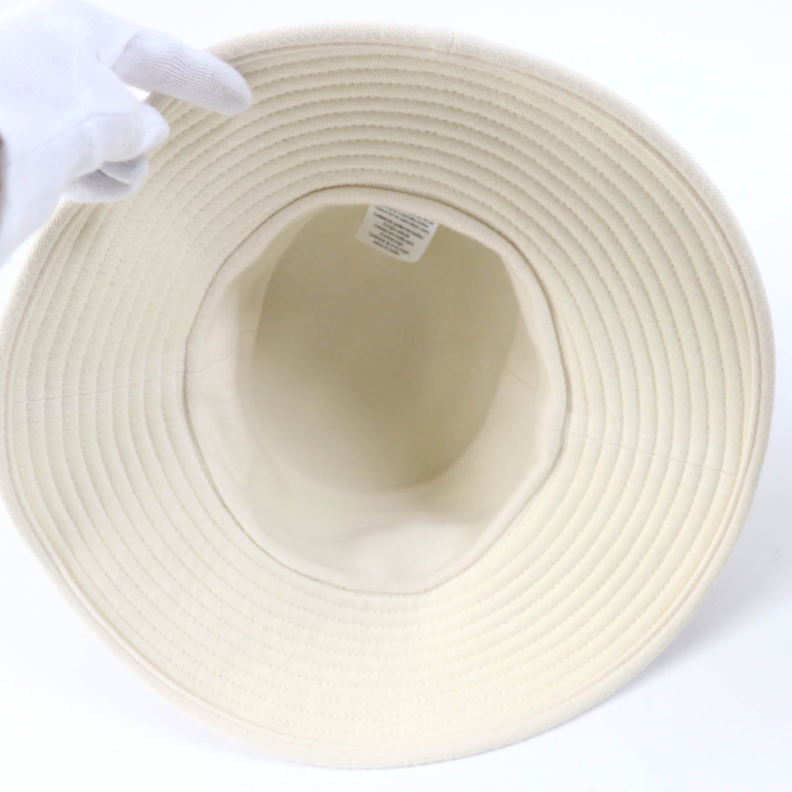 HERMES Leather Cashmere Bucket Hat Brown Ivory