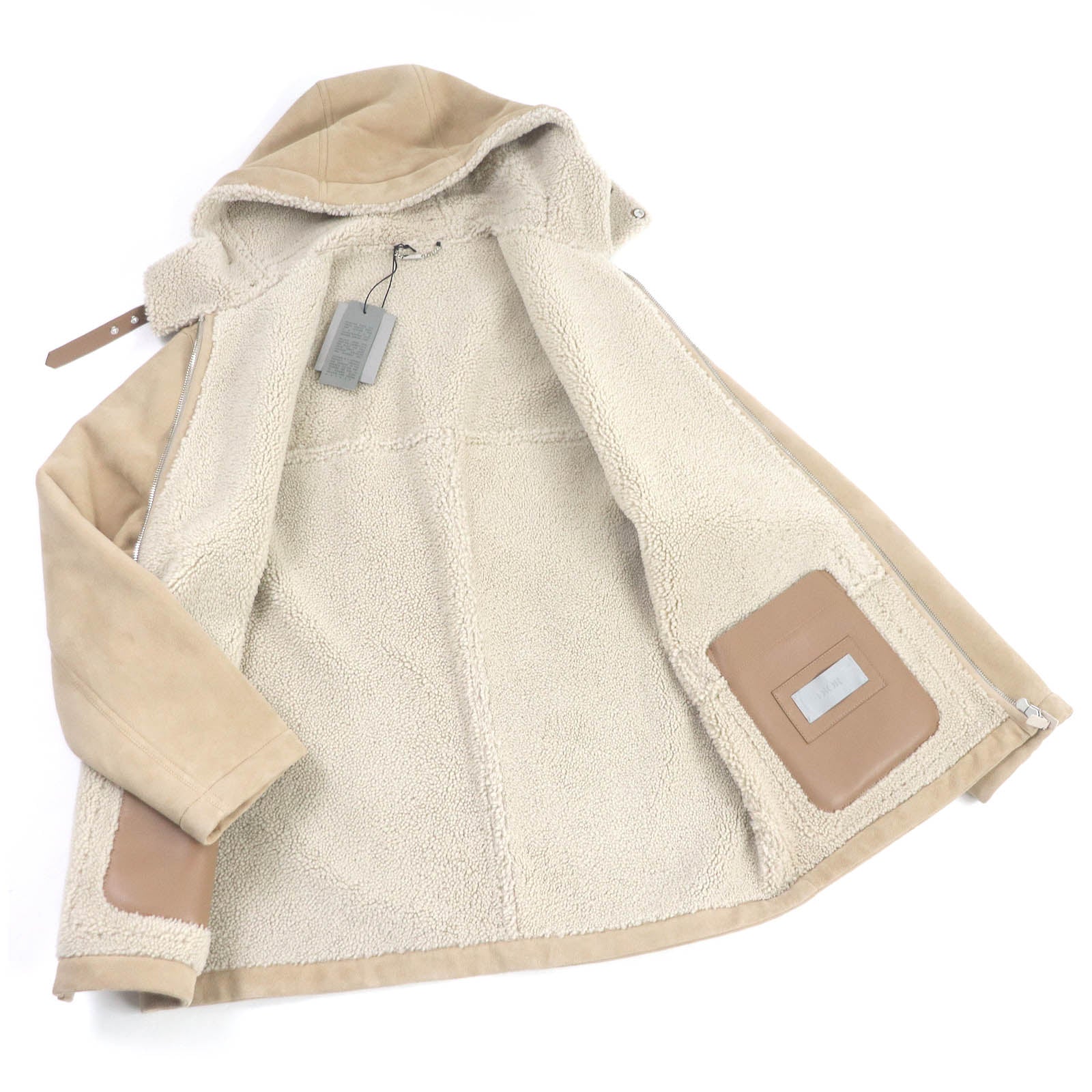 Dior Lamb Leather Mouton Coat Beige