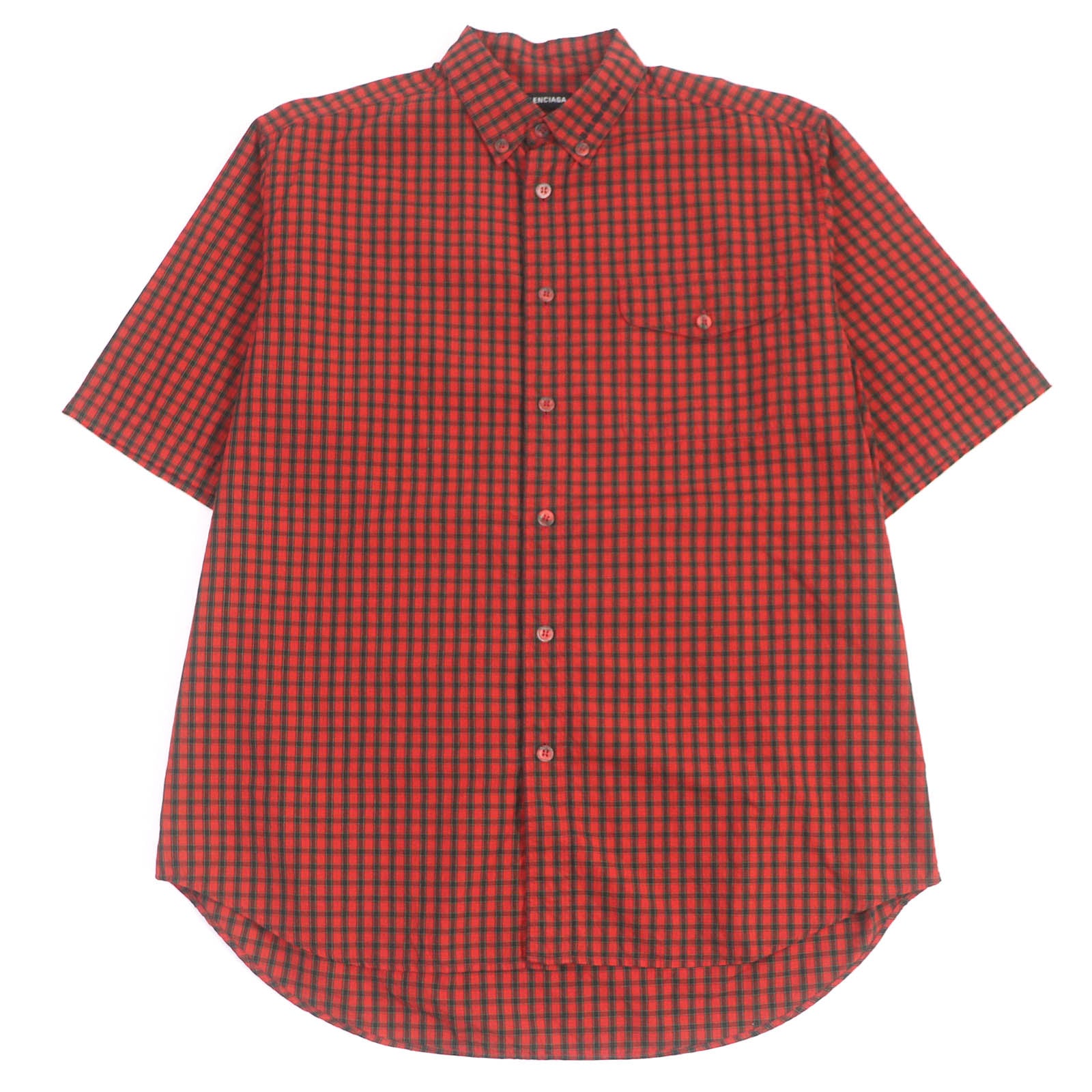 Balenciaga Oversized Check Shirt Red