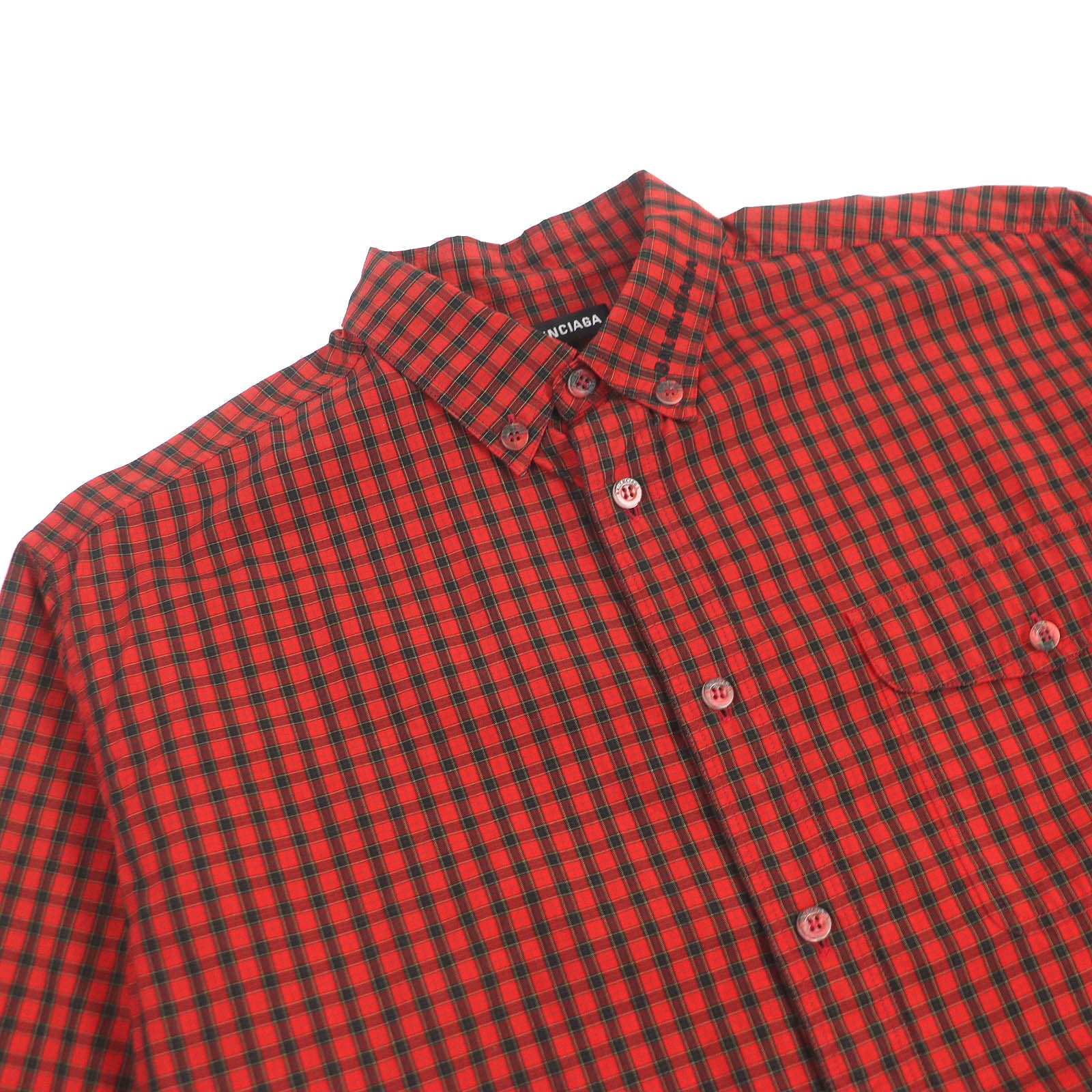 Balenciaga Oversized Check Shirt Red