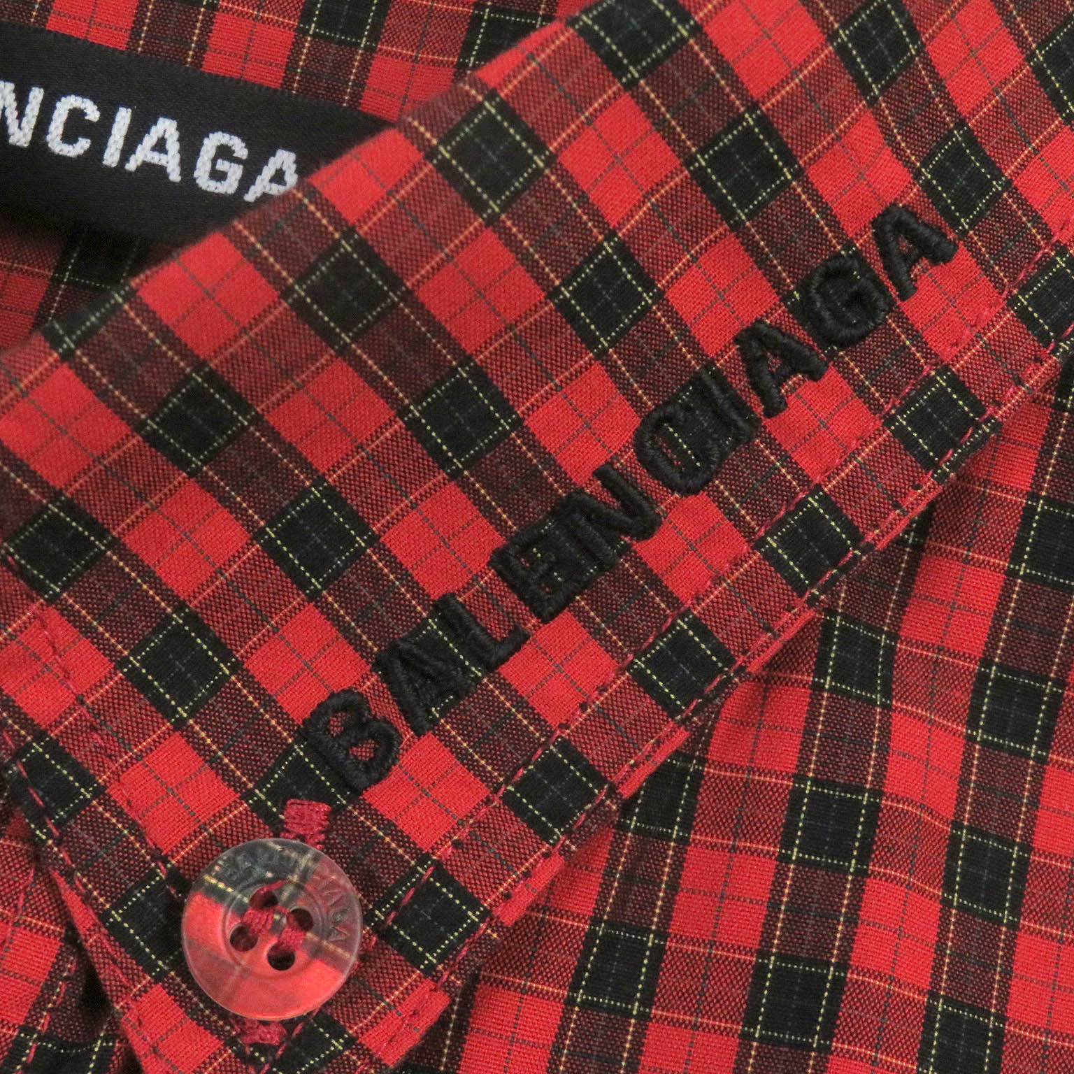 Balenciaga Oversized Check Shirt Red