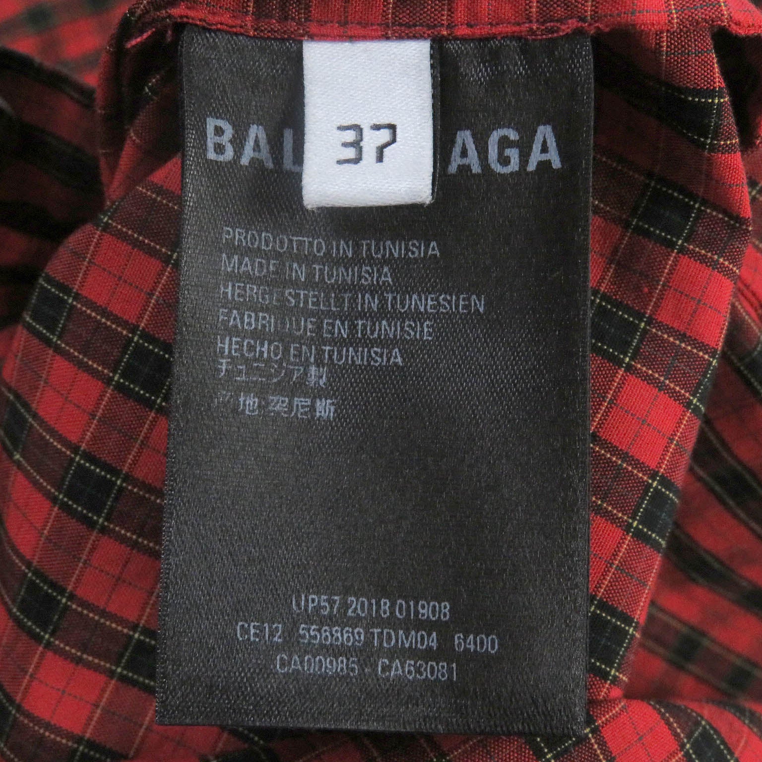 Balenciaga Oversized Check Shirt Red