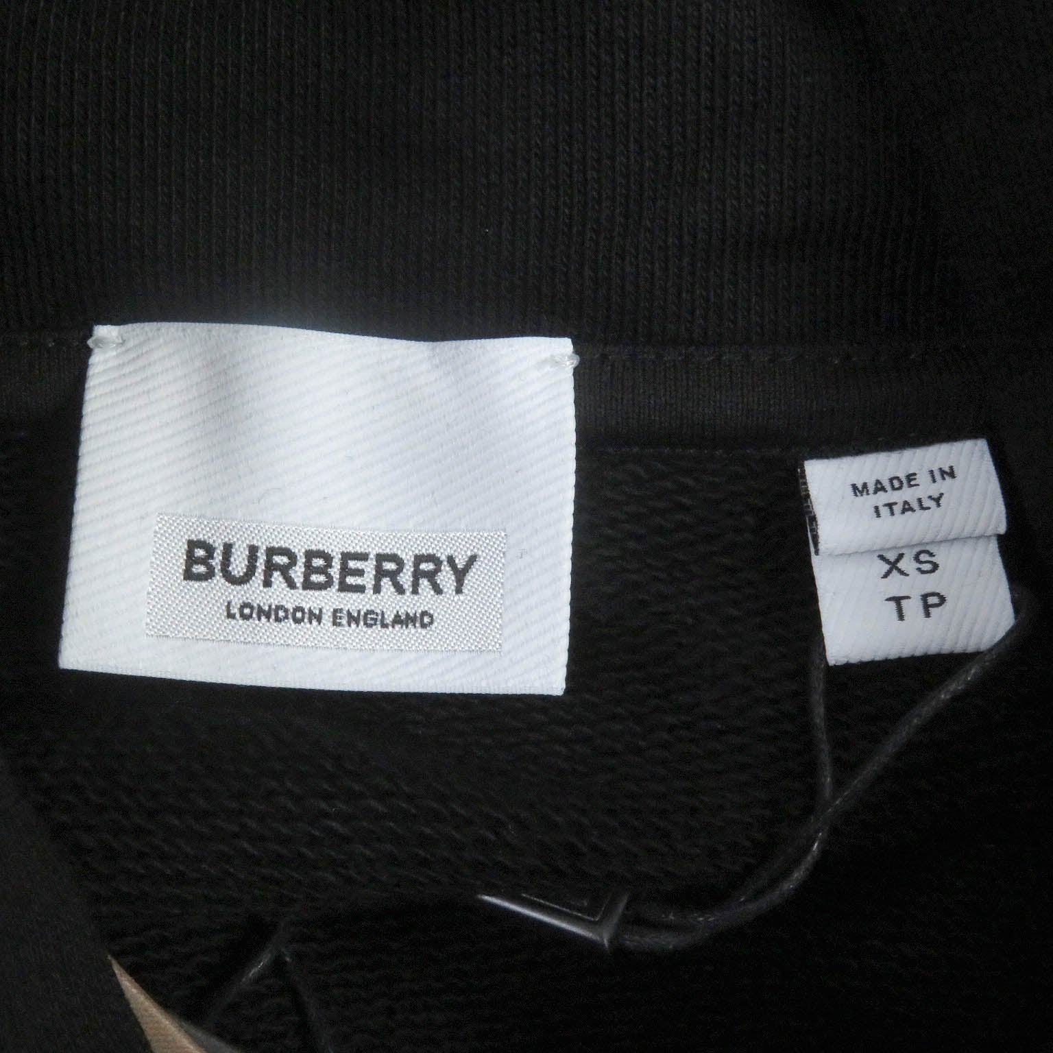 Burberry Cotton Pullover Hoodie Black XS