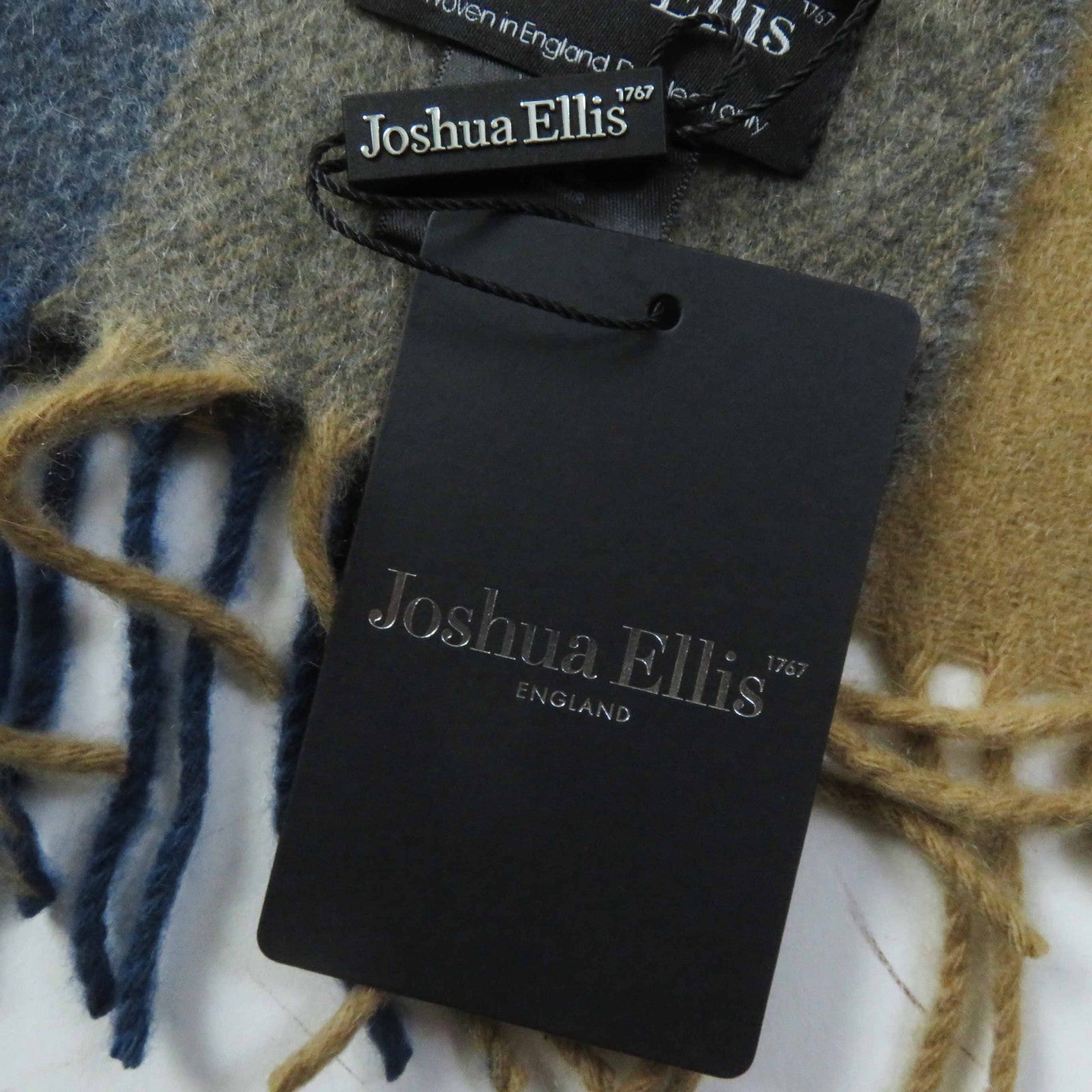 Joshua Ellis Cashmere Check Shawl Scarf Women