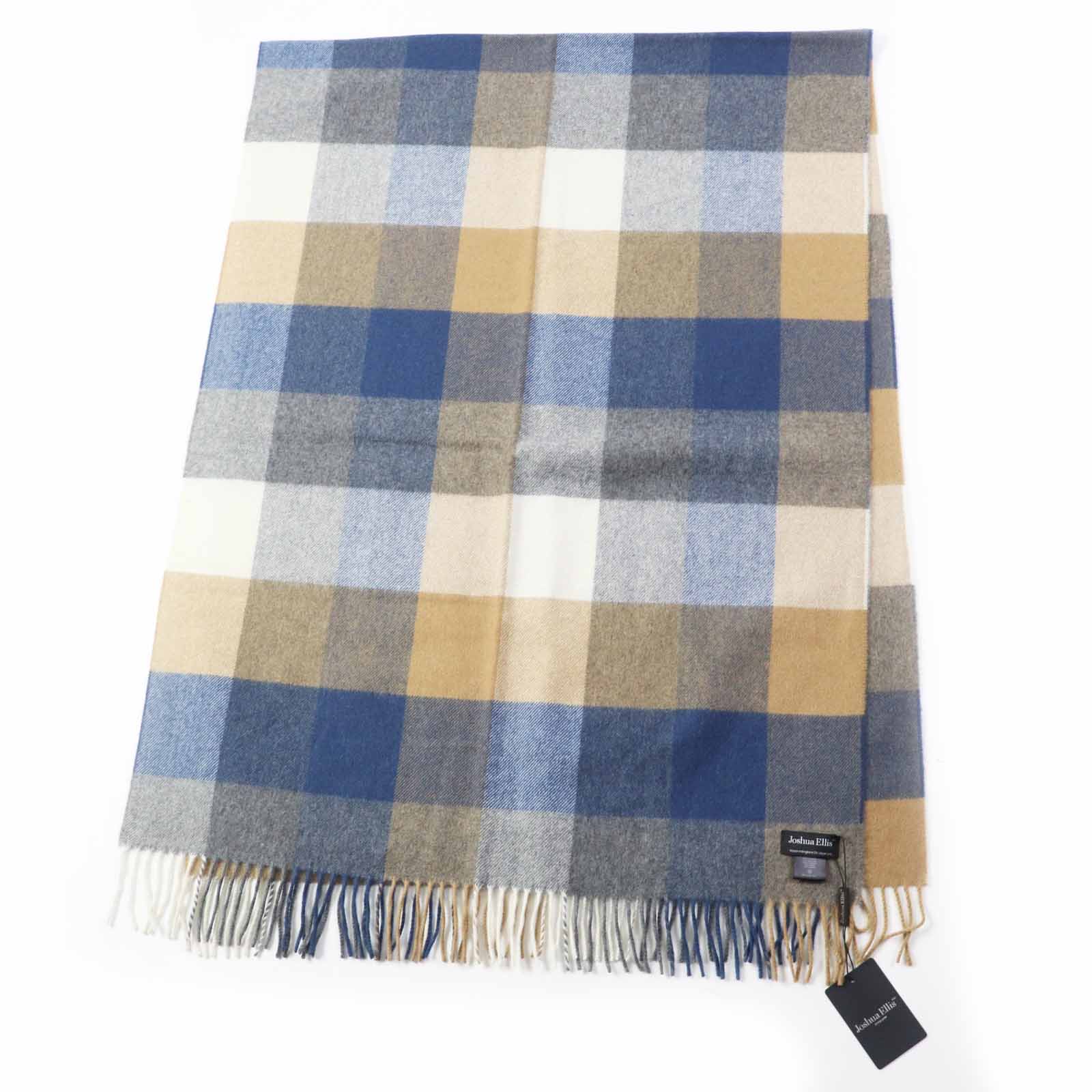 Joshua Ellis Cashmere Check Shawl Scarf Women