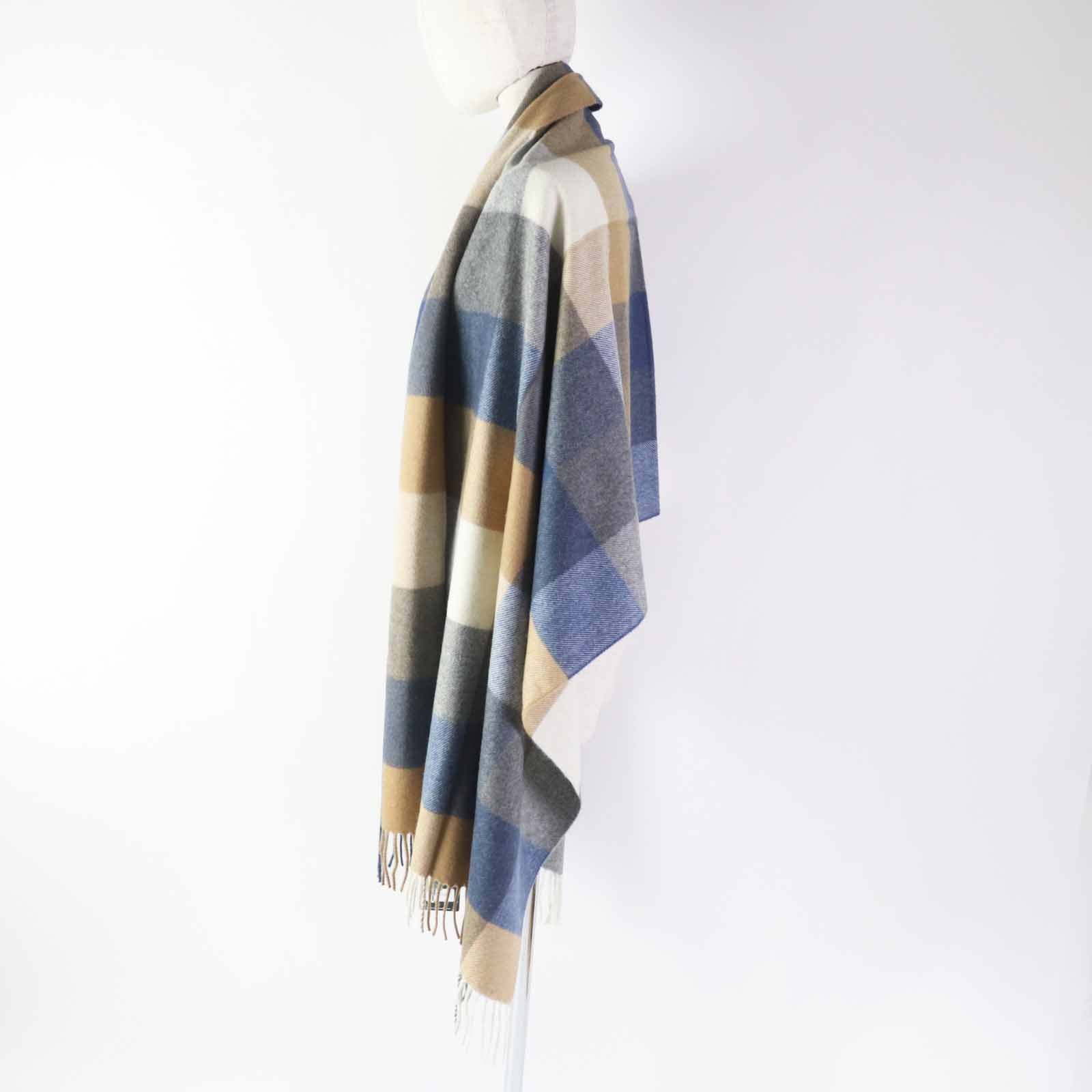 Joshua Ellis Cashmere Check Shawl Scarf Women