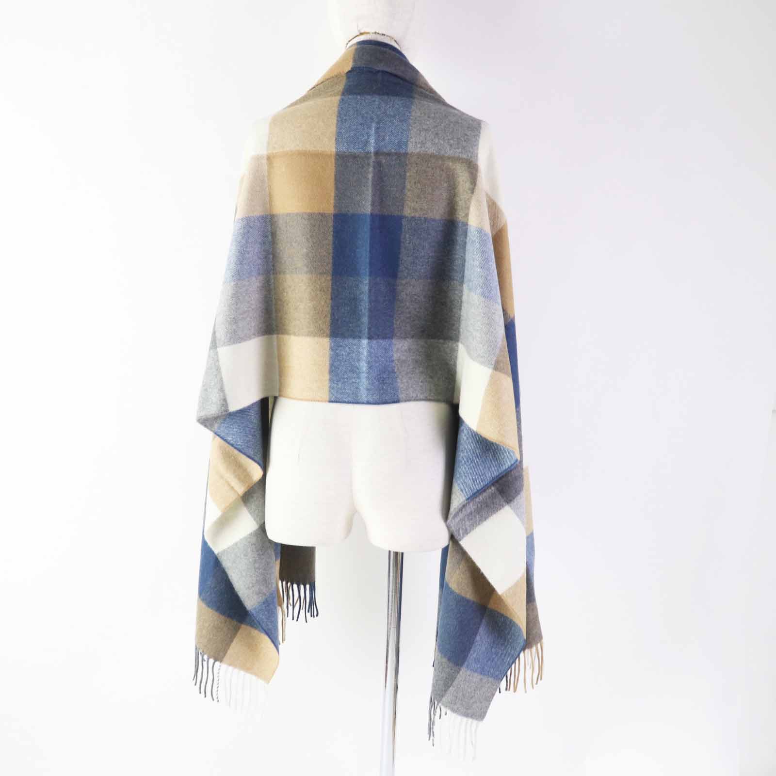 Joshua Ellis Cashmere Check Shawl Scarf Women