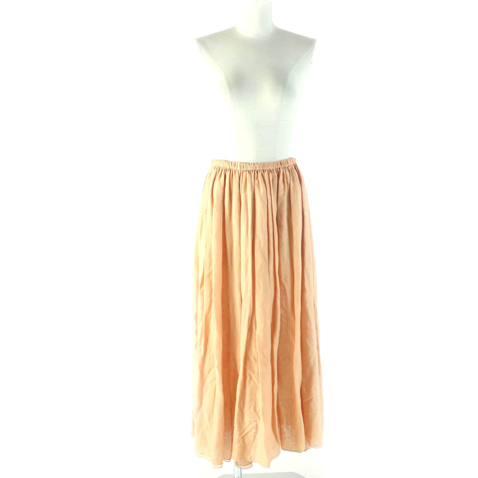 Cotton Silk Long Gathered Skirt Orange