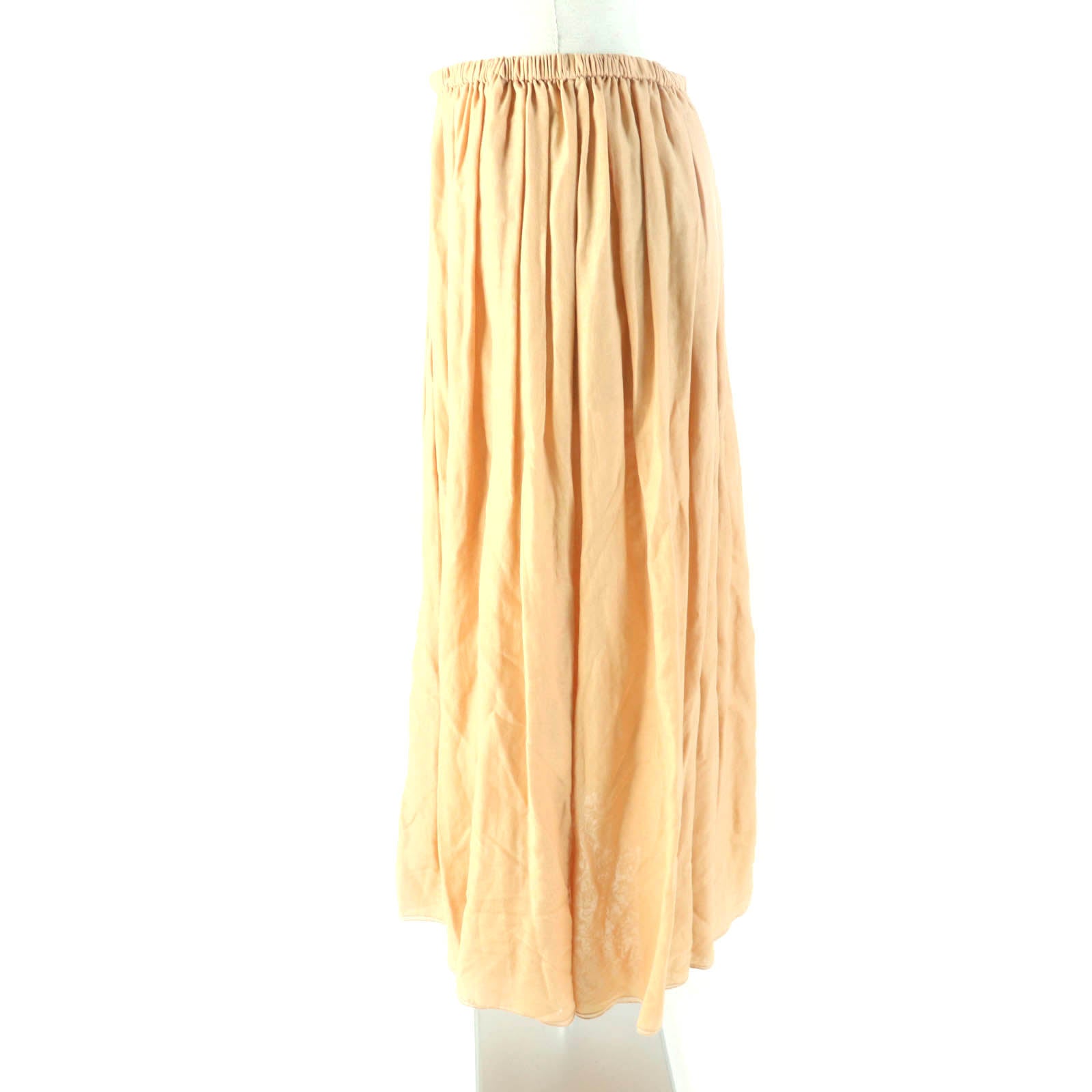 Cotton Silk Long Gathered Skirt Orange